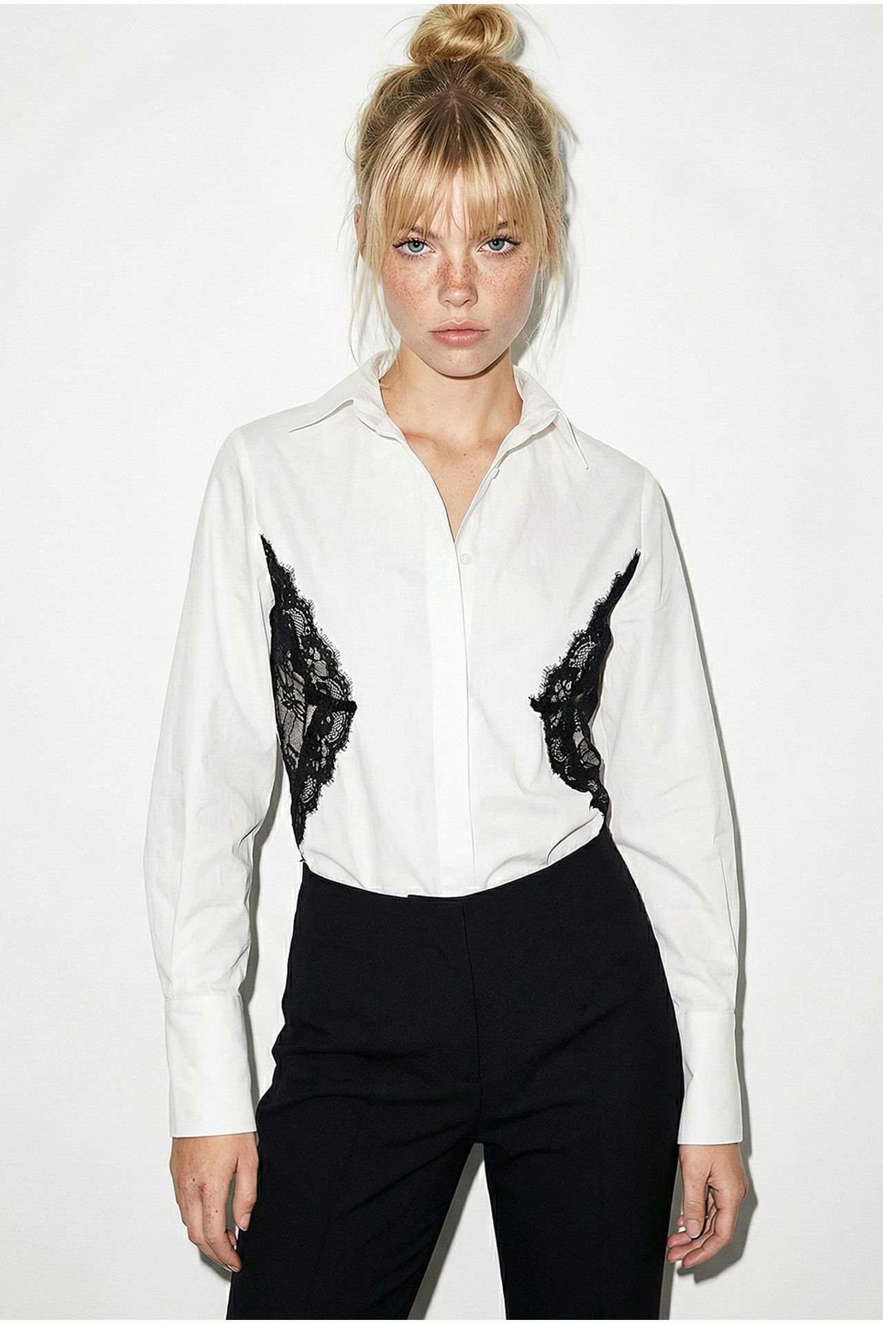 LUCCI Lace Detail Button-Up Shirt 4