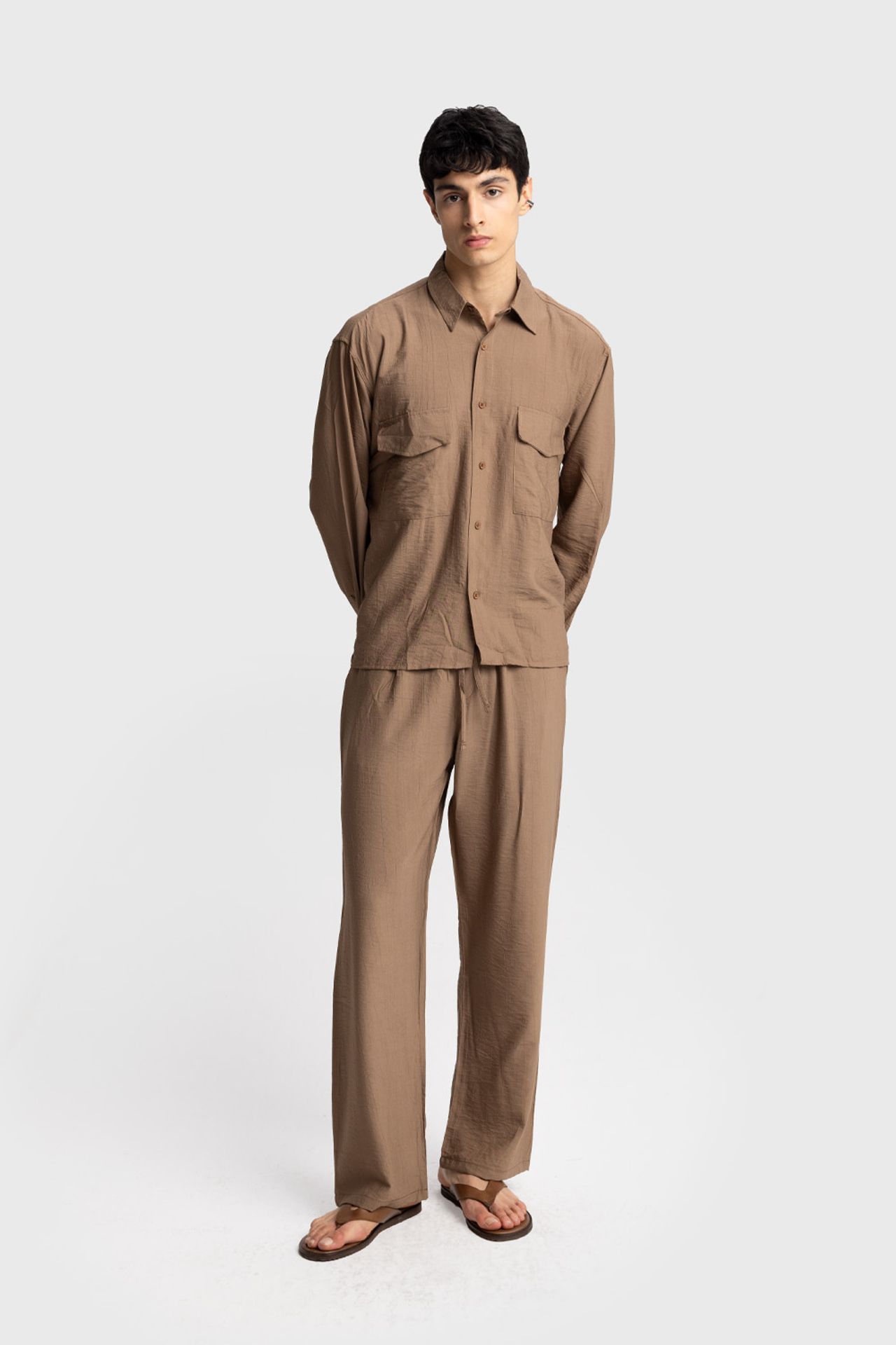 GIESTO Long Sleeve Button-Up Shirt with Pocket 4