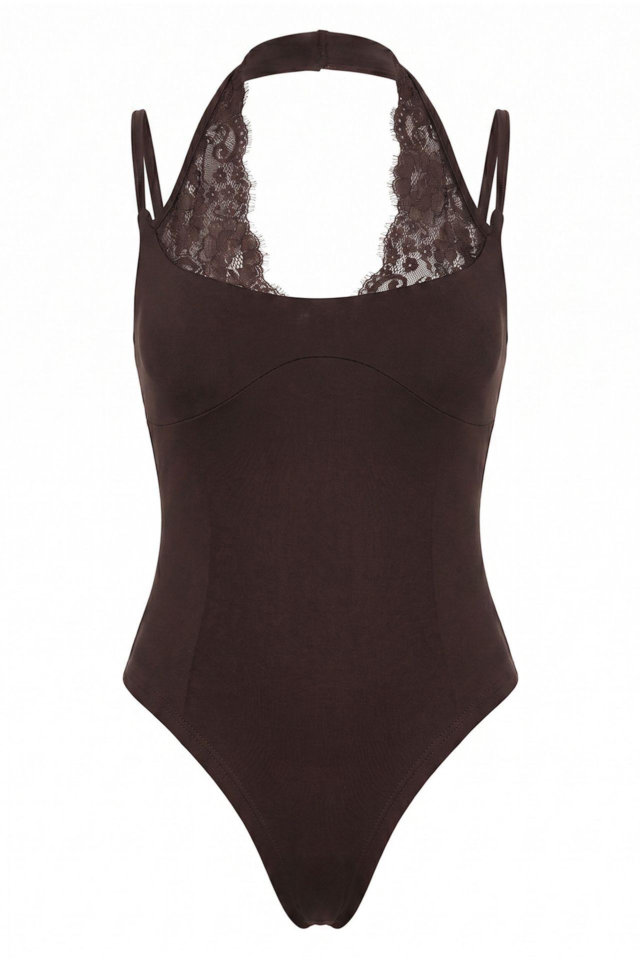LUCCI Lace Halter Thong Bodysuit