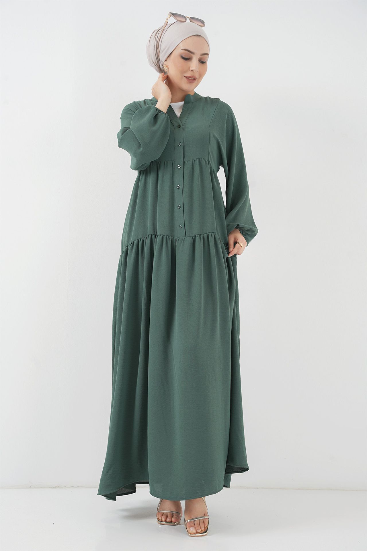 BDART V-Neck Button Closure Relaxed Fit Maxi Dress