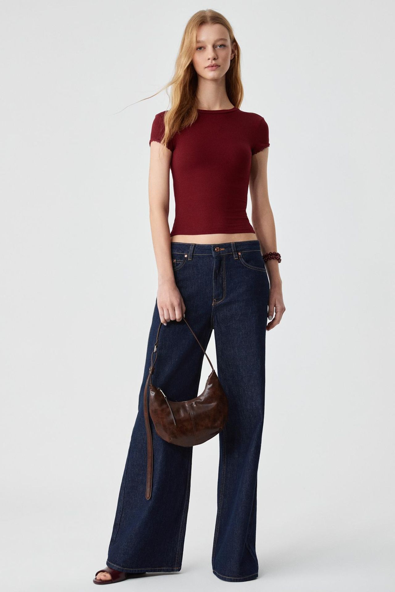 GRIMELANGE Crop Slim Fit Crew Neck T-Shirt 2