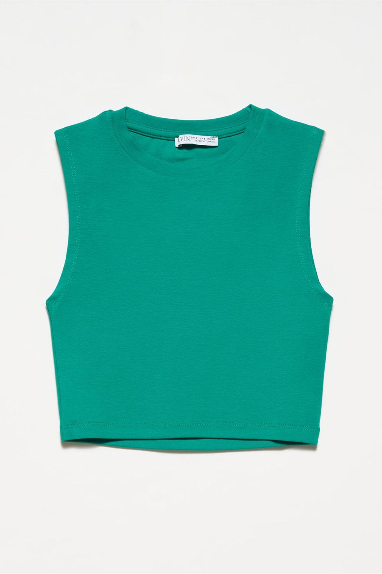 DILVIN Pamuklu Jarse Kolsuz Crop Bluz 1