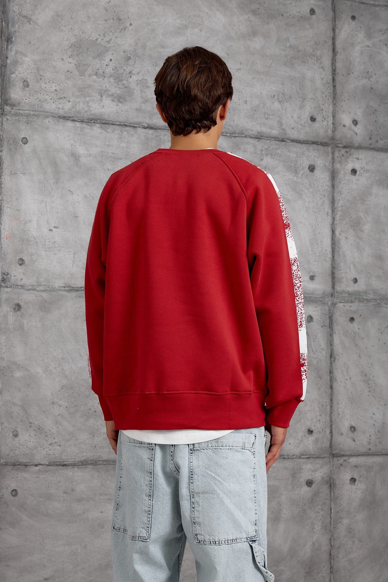 NOMARC Baskılı Çizgili Bisiklet Yaka Sweatshirt 4