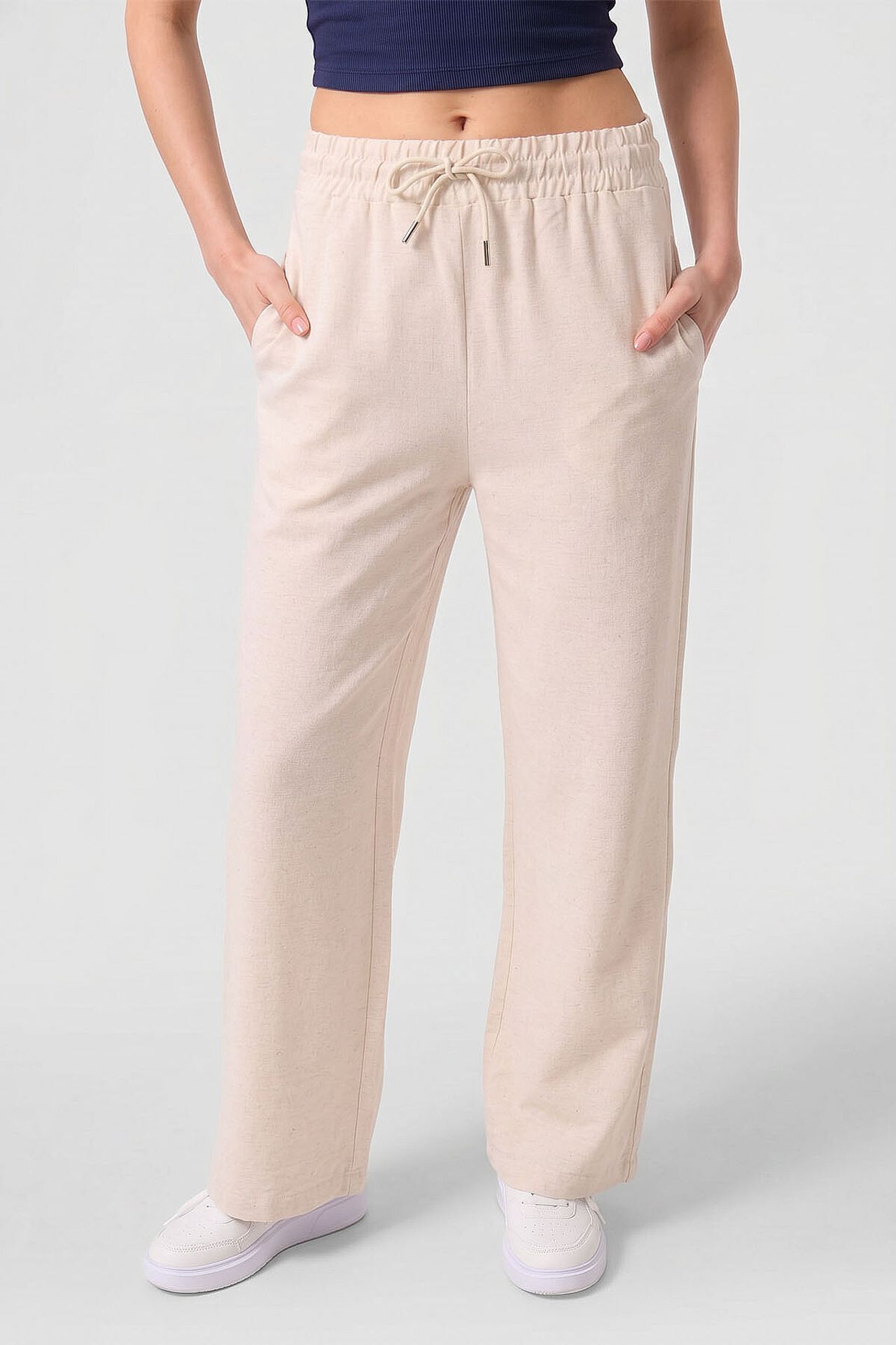 TOMMY Mid Waist Palazzo Pants with Drawstring 4
