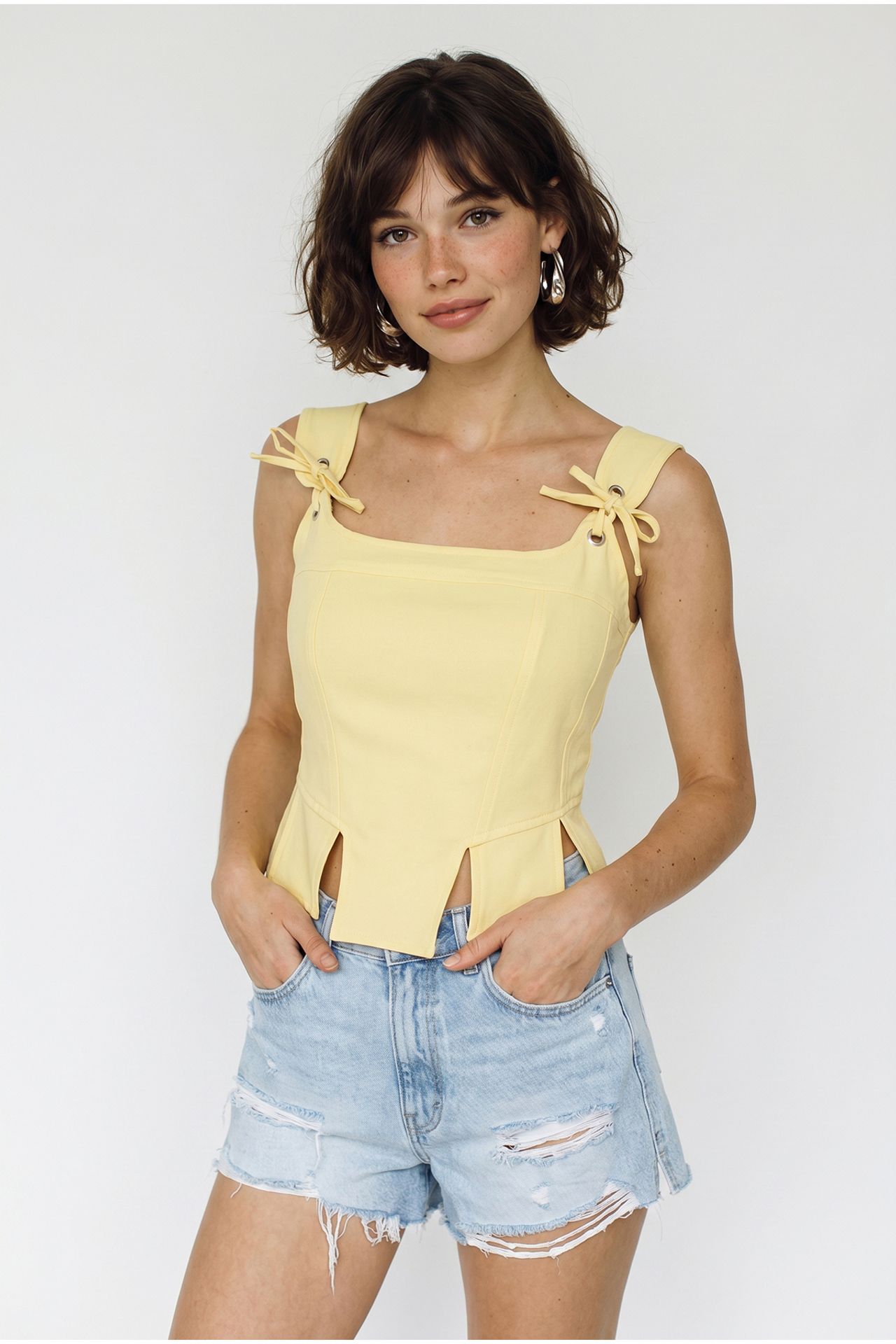 LUCCI Fitted Crop Corset Top With Bow Detail 3