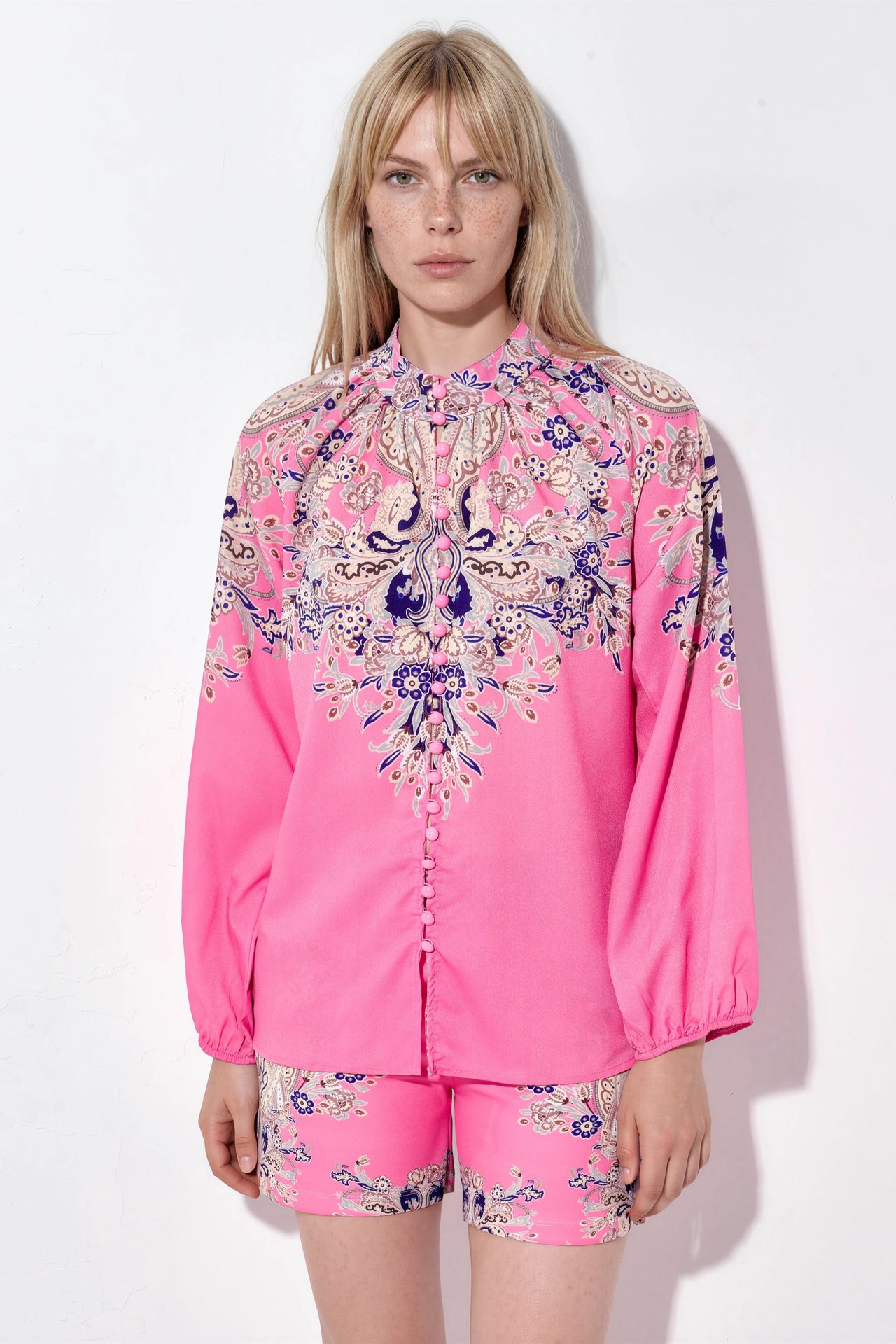 MSN Paisley Tie-front Blouse And Shorts Set 5