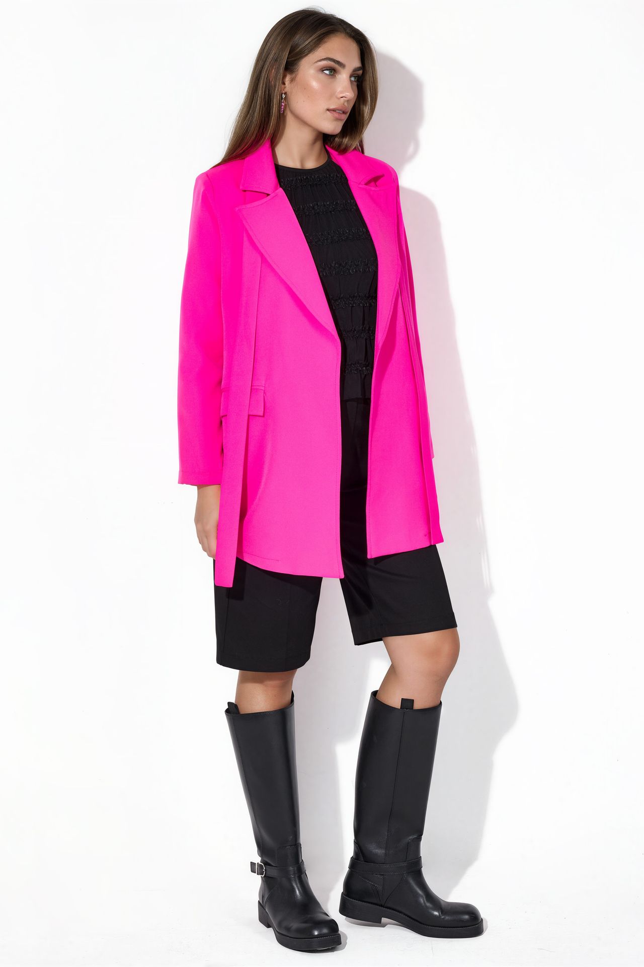 MSN Short Belted Shawl-collar Blazer 2