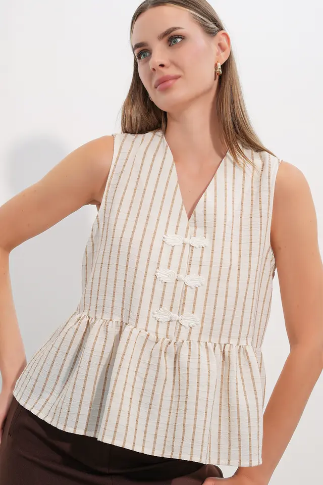 BDART Women's Striped V-Neck Blouse