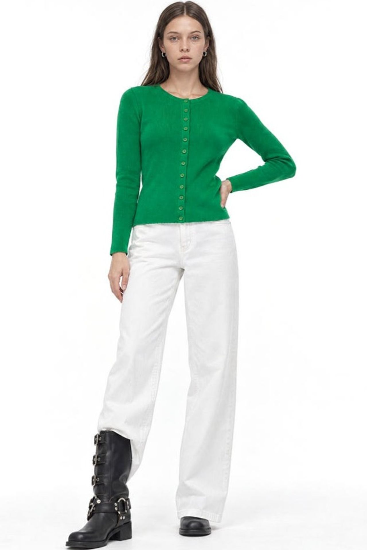 Mixray Düğmeli Slim Fit Yivli Örgü Hırka 4