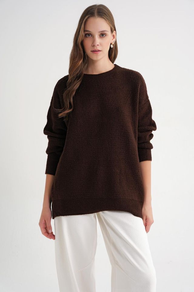 Mixray Long Sleeve Ribbed Knit Sweater