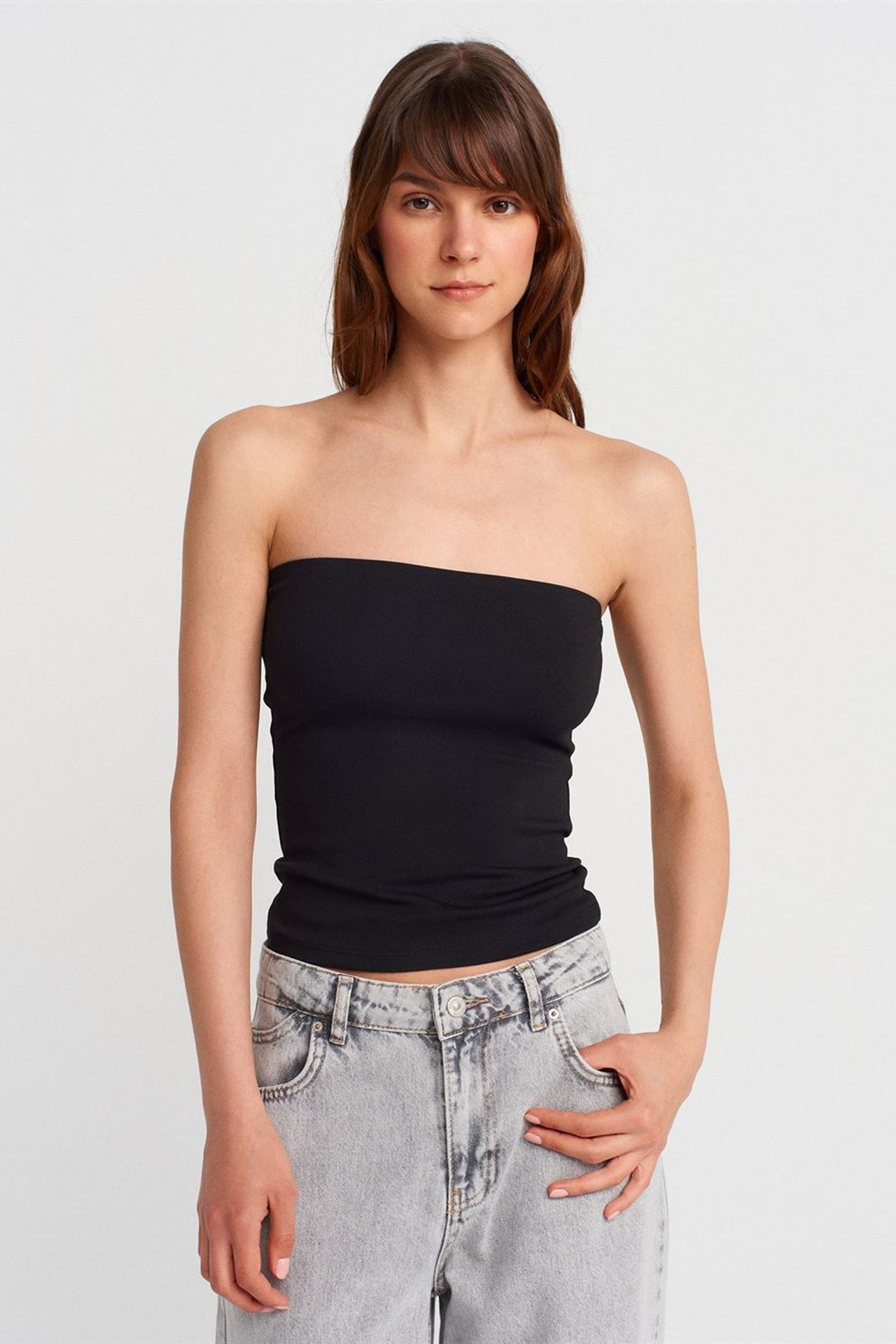 DILVIN Strapless Slim-fit Jersey Blouse 1