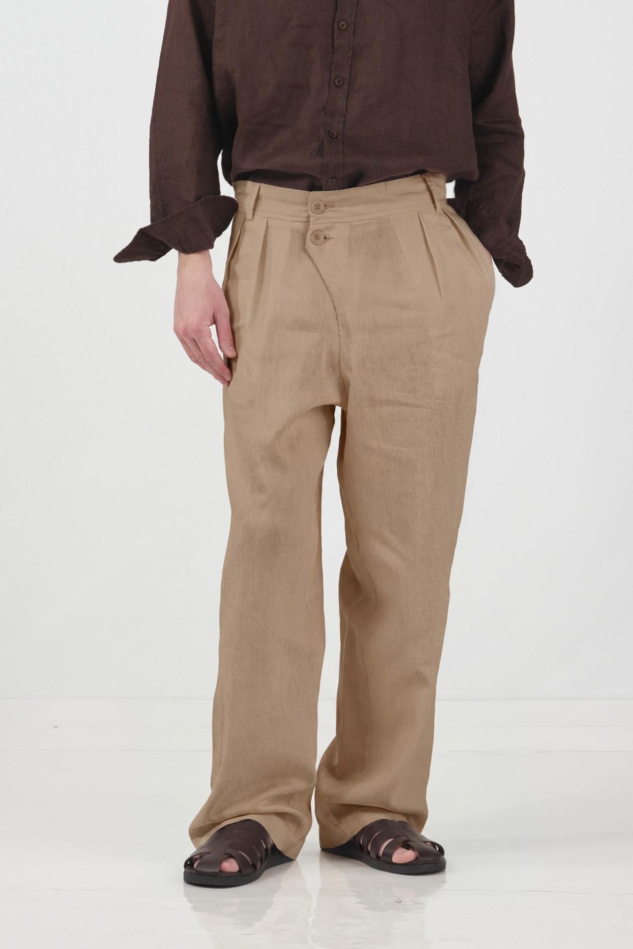 GIESTO Men's High-waist Wide-leg Woven Trousers 2