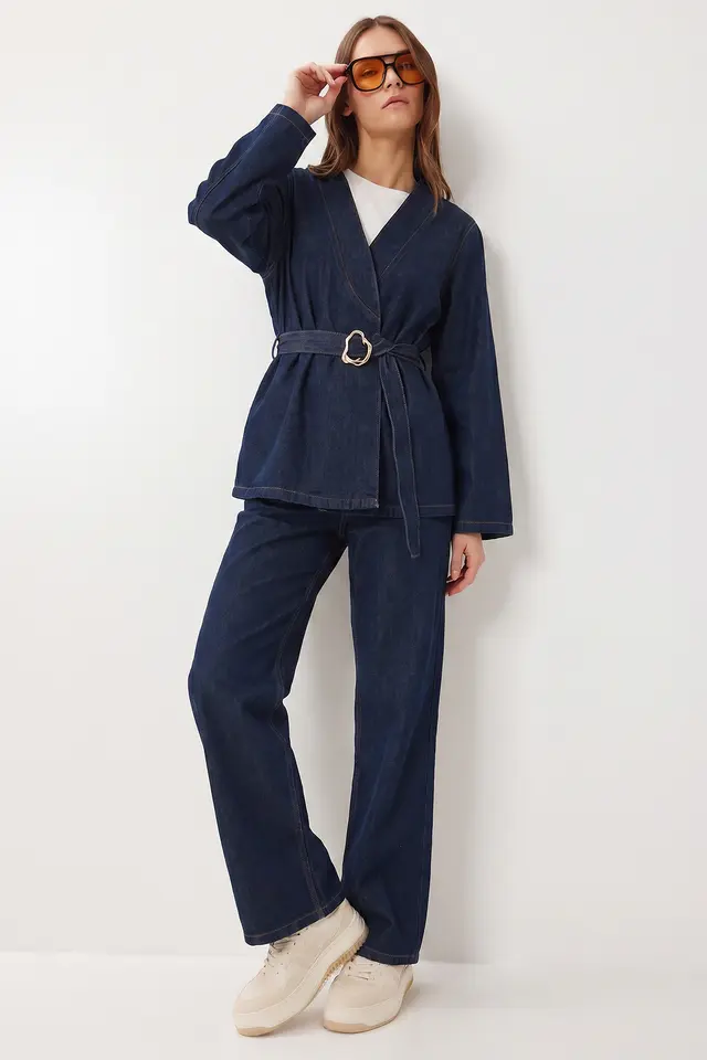 ISTANBUL Cotton Gabardine Jacket And Wide-leg Trousers Set