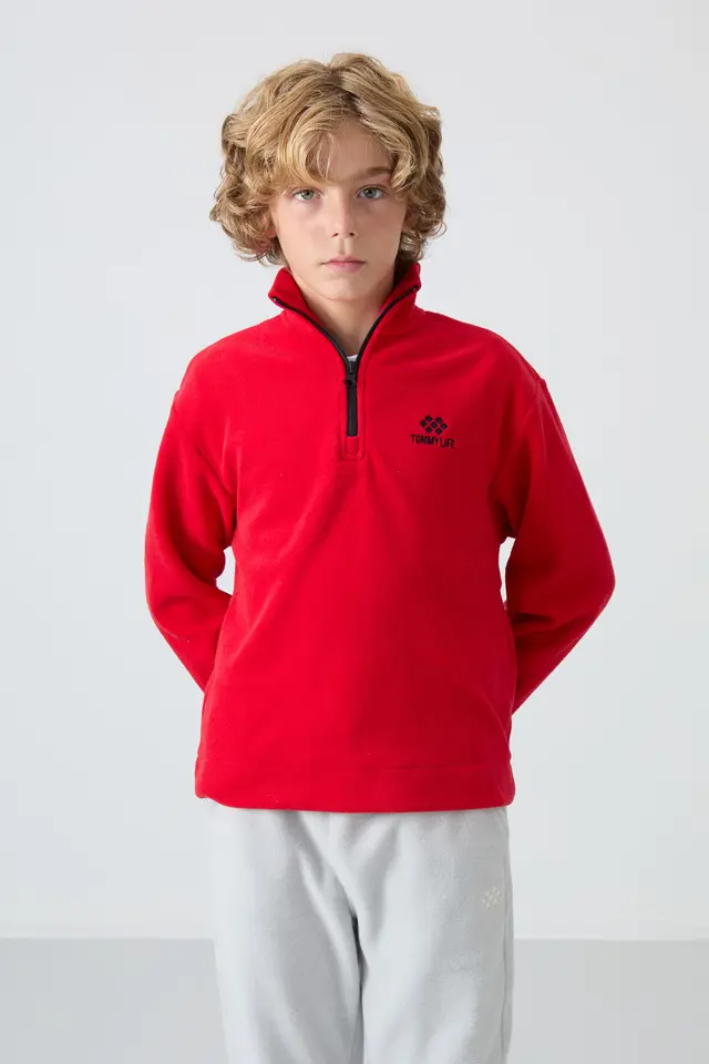 TOMMY Youth Half Zip Embroidered Sweatshirt