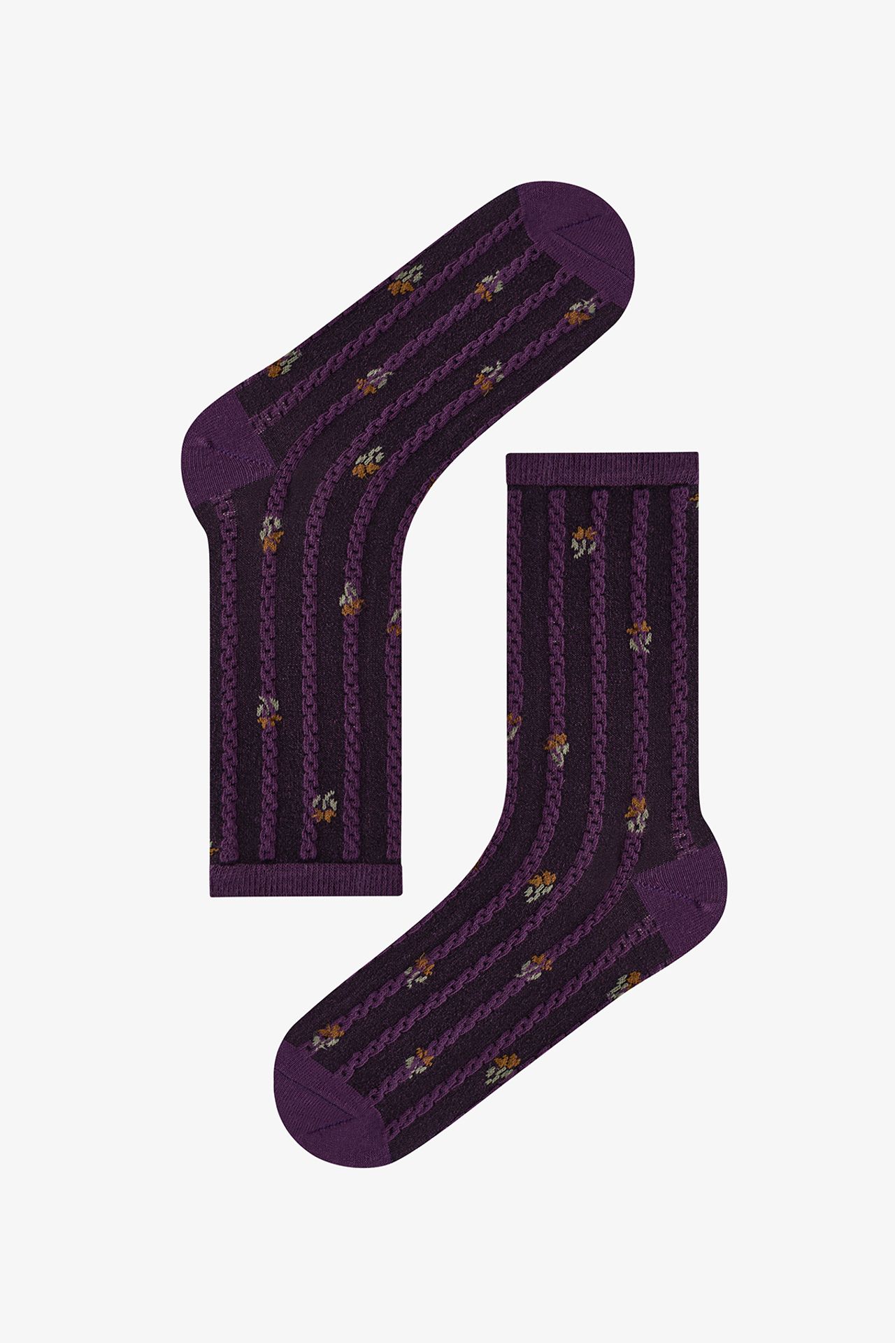 PENTI Gül Nature Bloom Floral Jacquard Pair Crew Socks 2