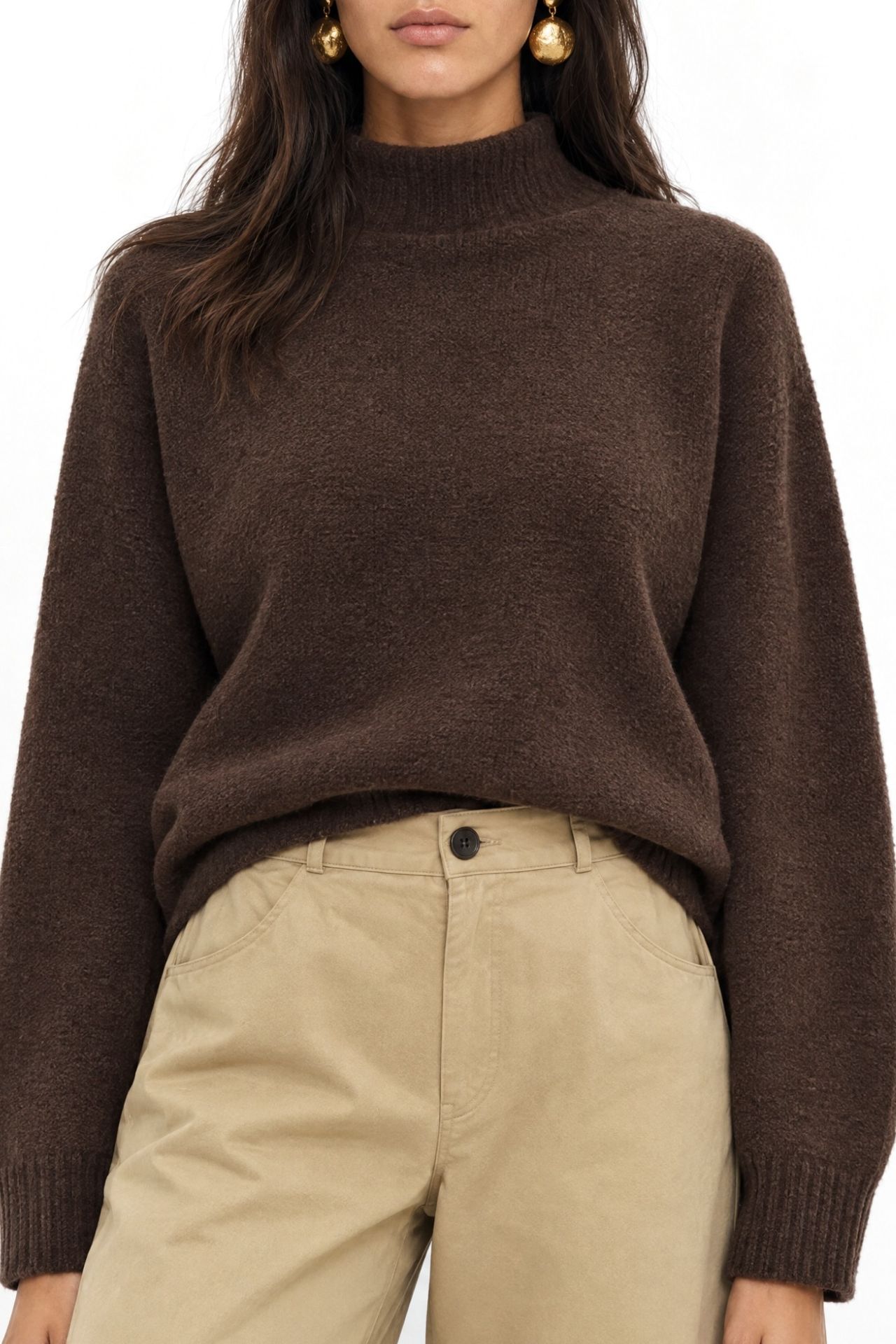 MIXRAY Oversized Ribbed Turtleneck Sweater 3