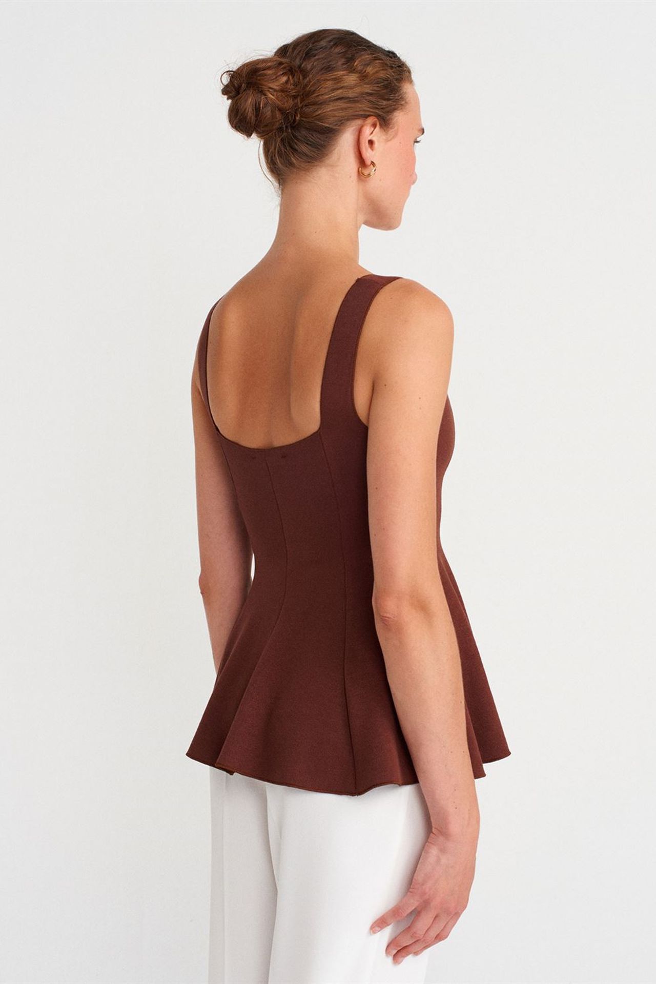 DILVIN Kolsuz Fitilli Peplum Bluz 2
