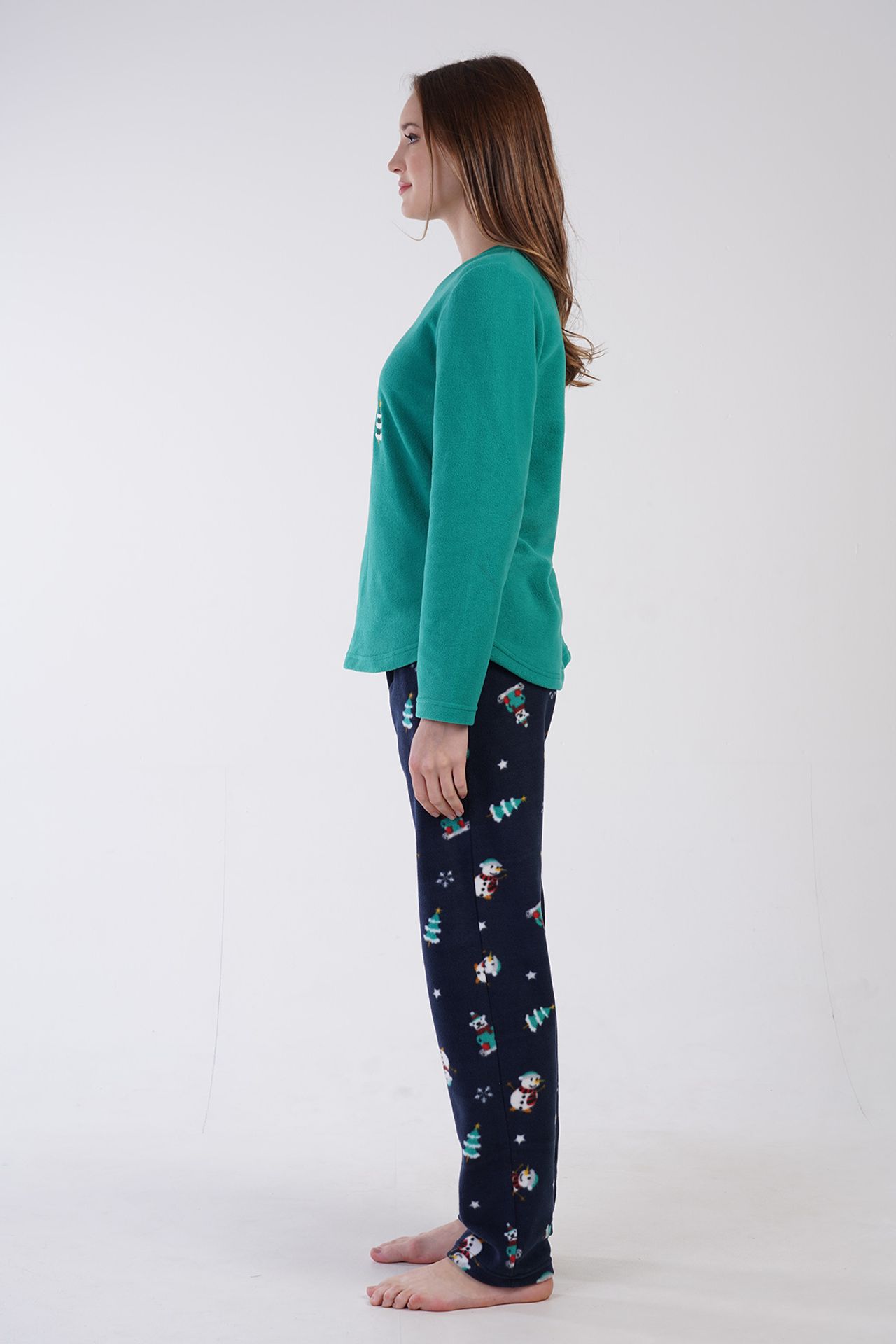 YAKE Baskılı Rahat 2 Parçalı Pijama Takımı 3