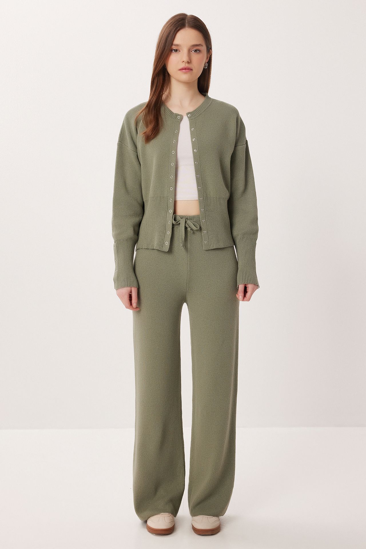 ISTANBUL Ribbed Knit Co-Ord Set with Button Closure