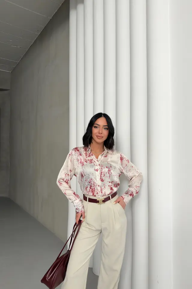 MY FASHION Printed Crepe Buttoned Shirt