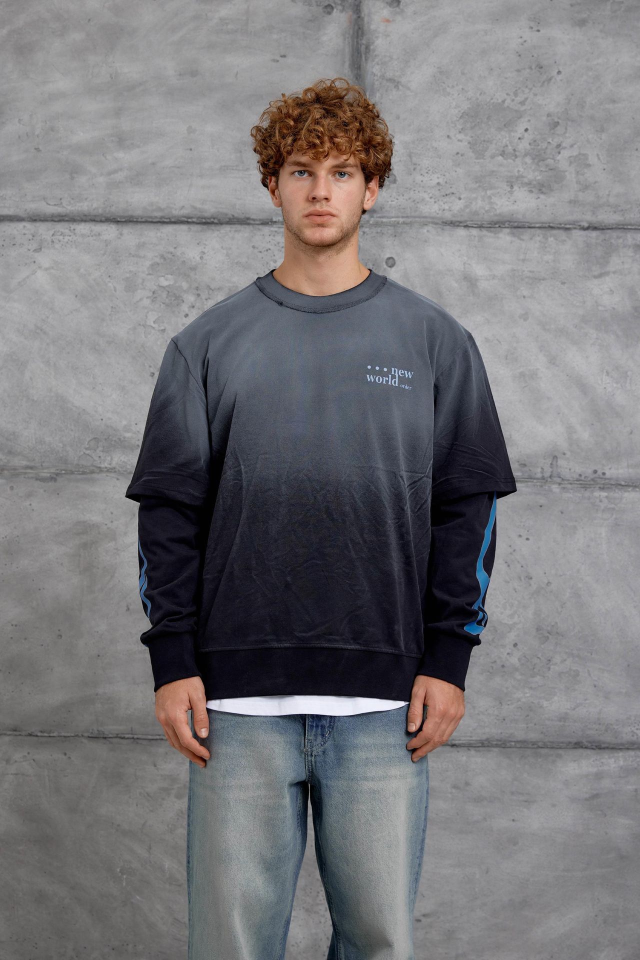 NOMARC Baskılı Geniş Kesim Bisiklet Yaka Sweatshirt 1