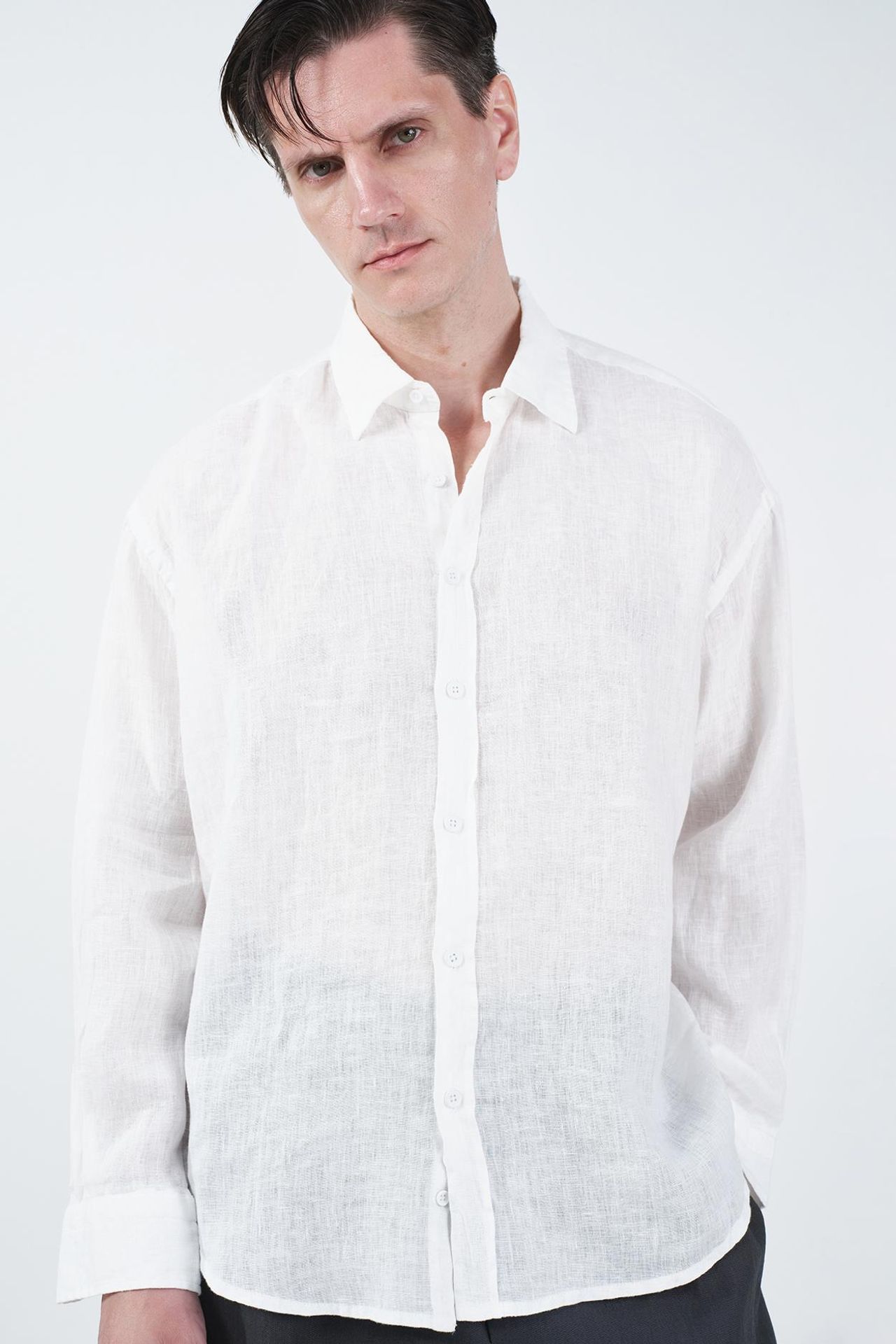 GIESTO Oversized Linen Button-Up Shirt 3