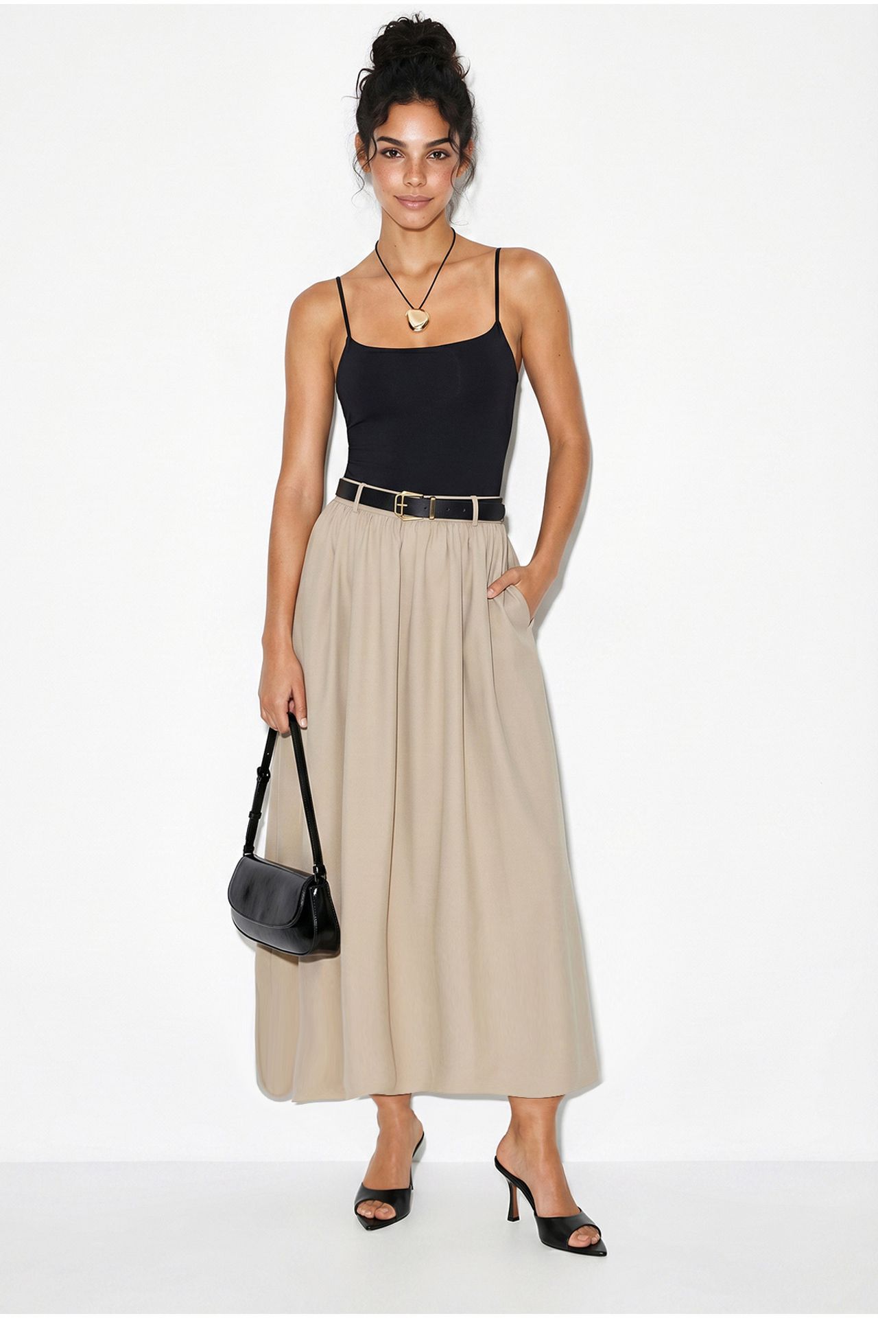 LUCCI High-Waist Belted Maxi Skirt 1