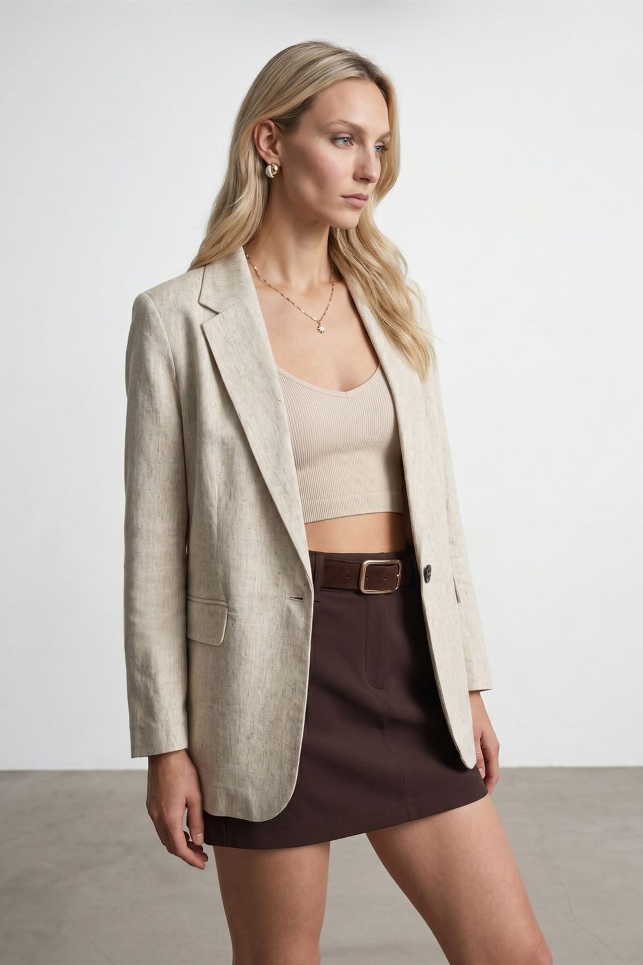 DILVIN Women's Woven Blazer Jacket With Shawl Collar 4