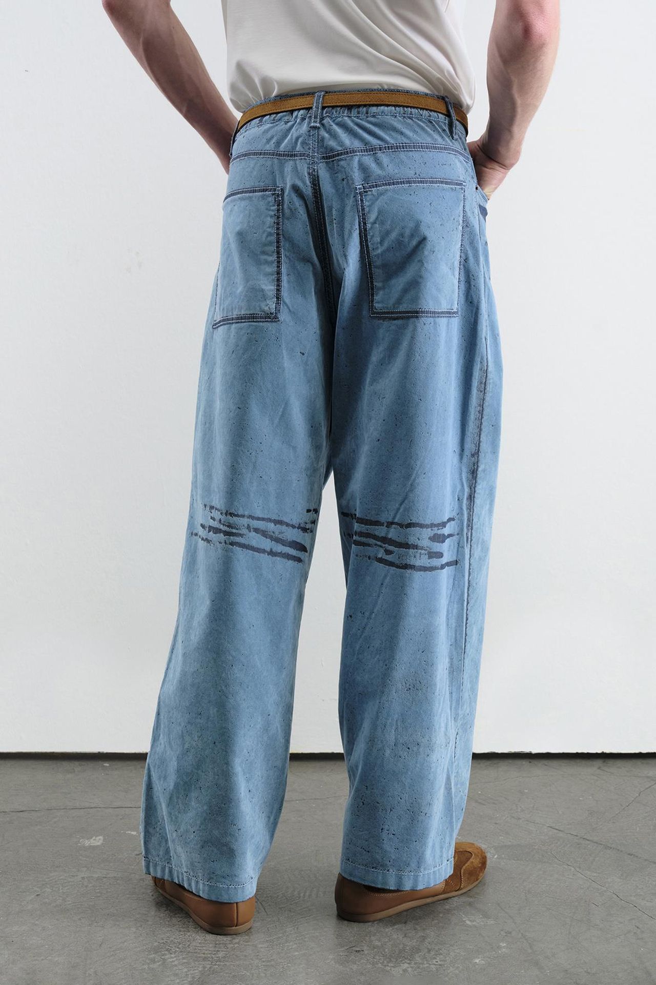GIESTO Abstract Wide Leg Denim Jeans 6