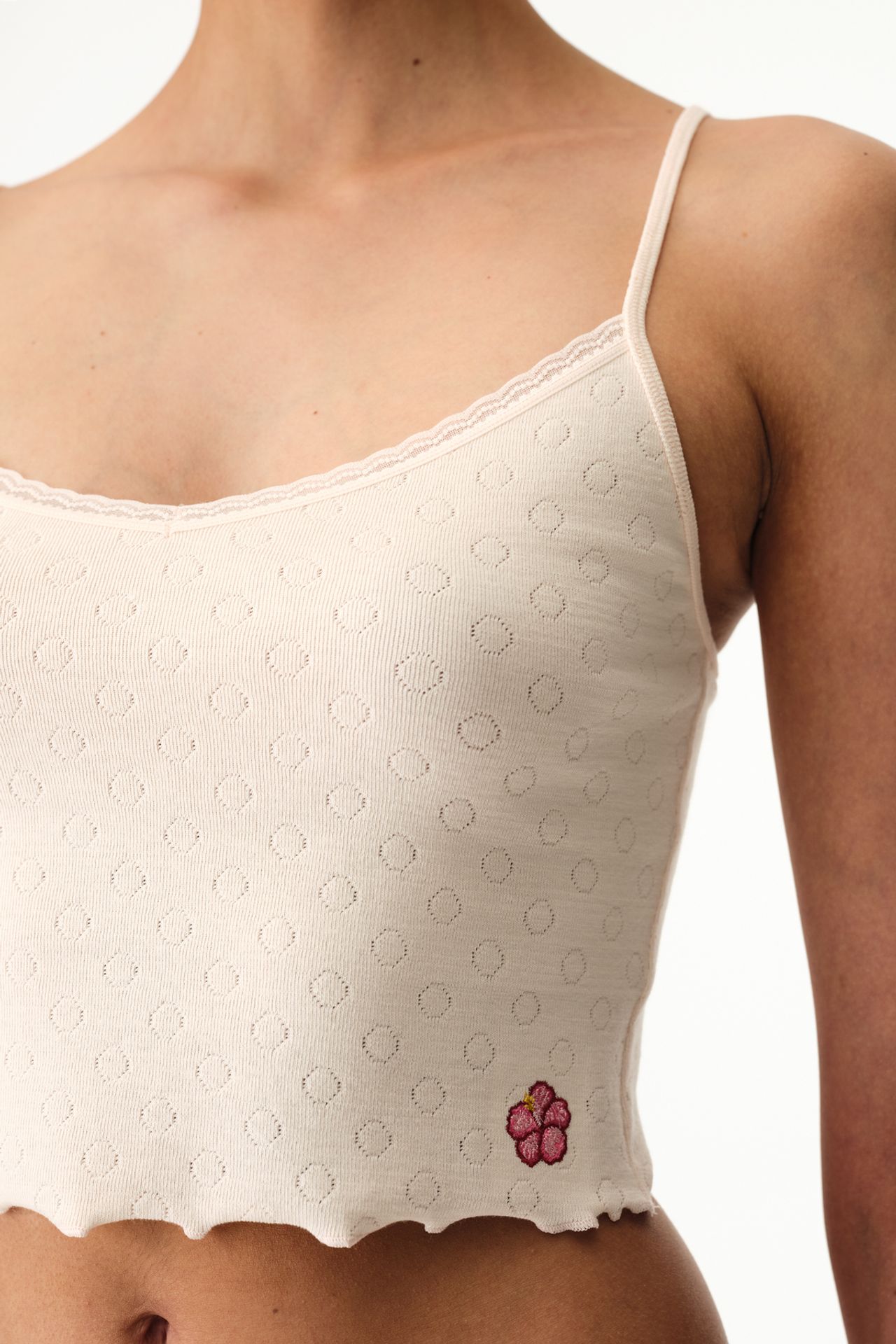 PENTI Pointel Crop Floral Tank Top 2