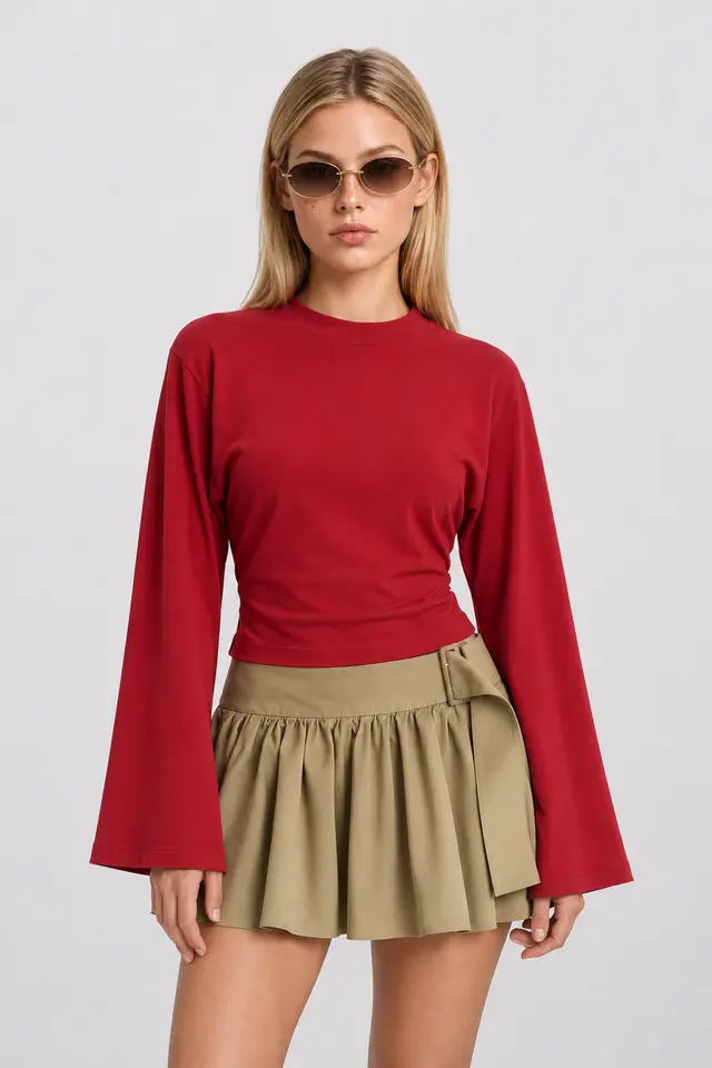 ISTANBUL Crew Neck Long Sleeve Blouse