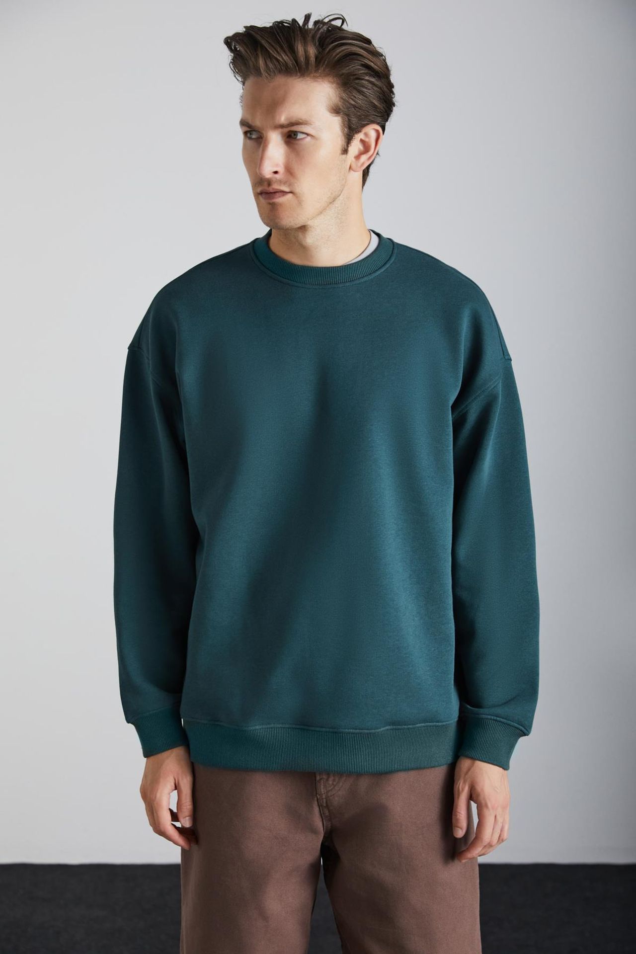 GRIMELANGE Bol Kesim Fitilli Bisiklet Yaka Sweatshirt 1
