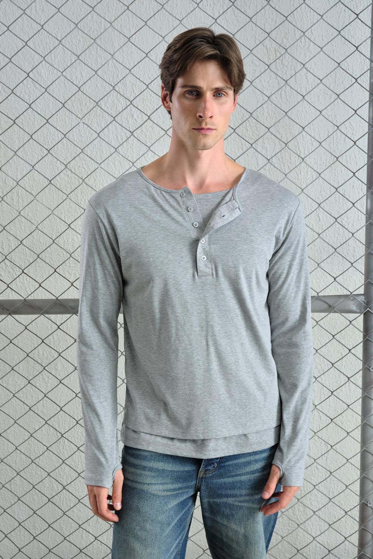 GIESTO Long Sleeve Button Collar Comfort Fit T-Shirt 1