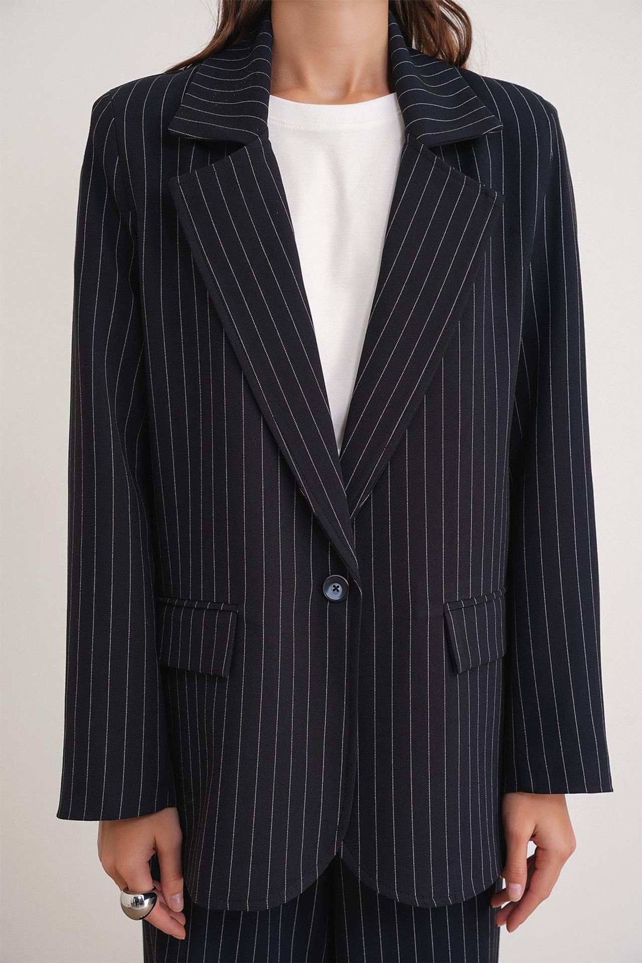 MIXRAY Striped Oversize Blazer 5