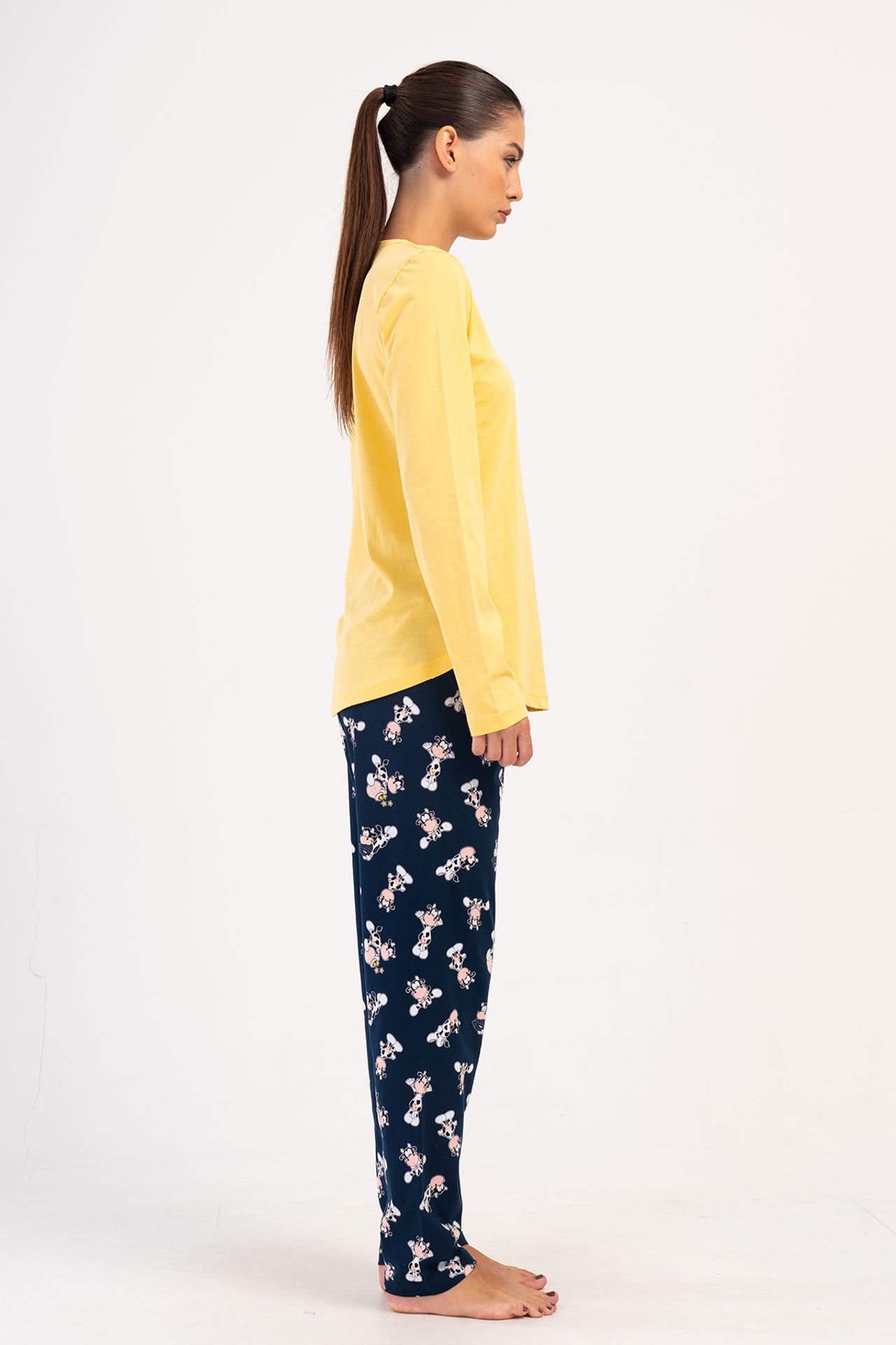 YAKE Bisiklet Yaka 2 Parçalı Pijama Takımı 4