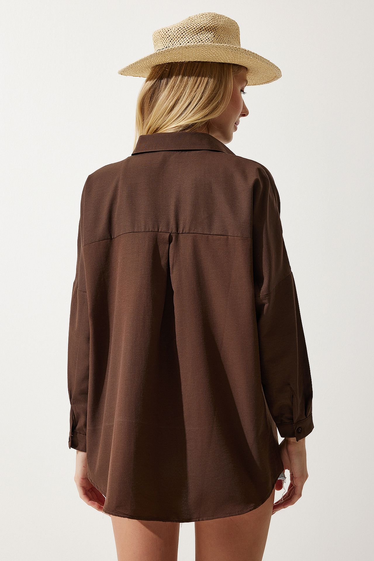 ISTANBUL Oversized Poplin Button-Up Shirt with Long Sleeves 6