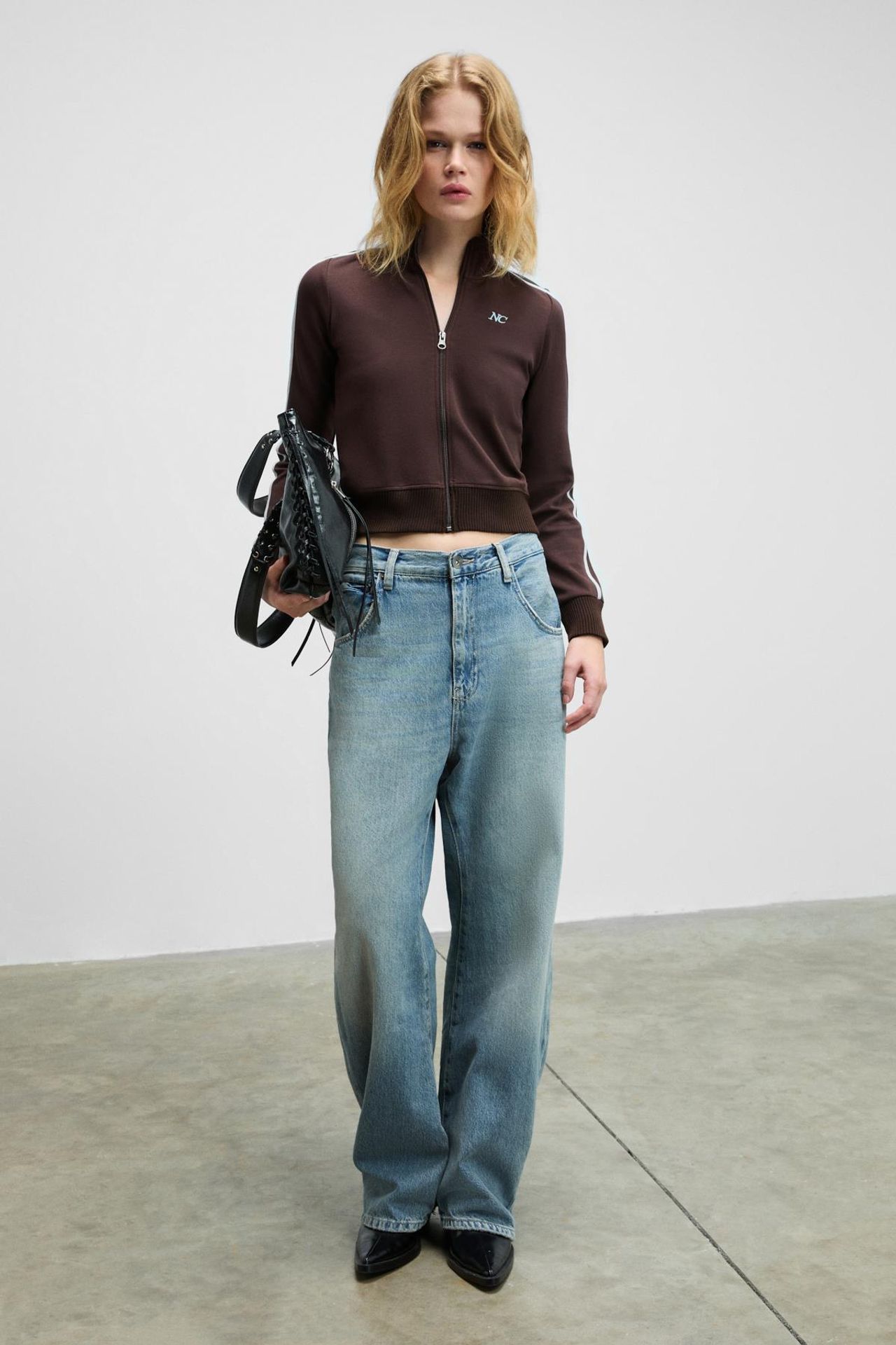 GRIMELANGE Striped Crop Zipper Sweatshirt 6