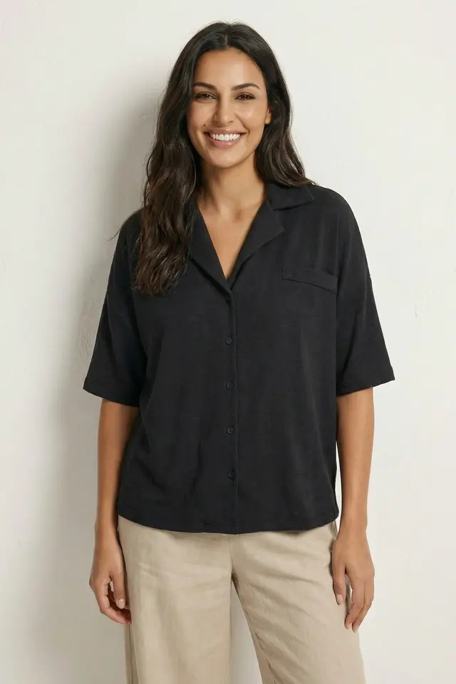 MY FASHION Relaxed Fit Button-Up Shirt