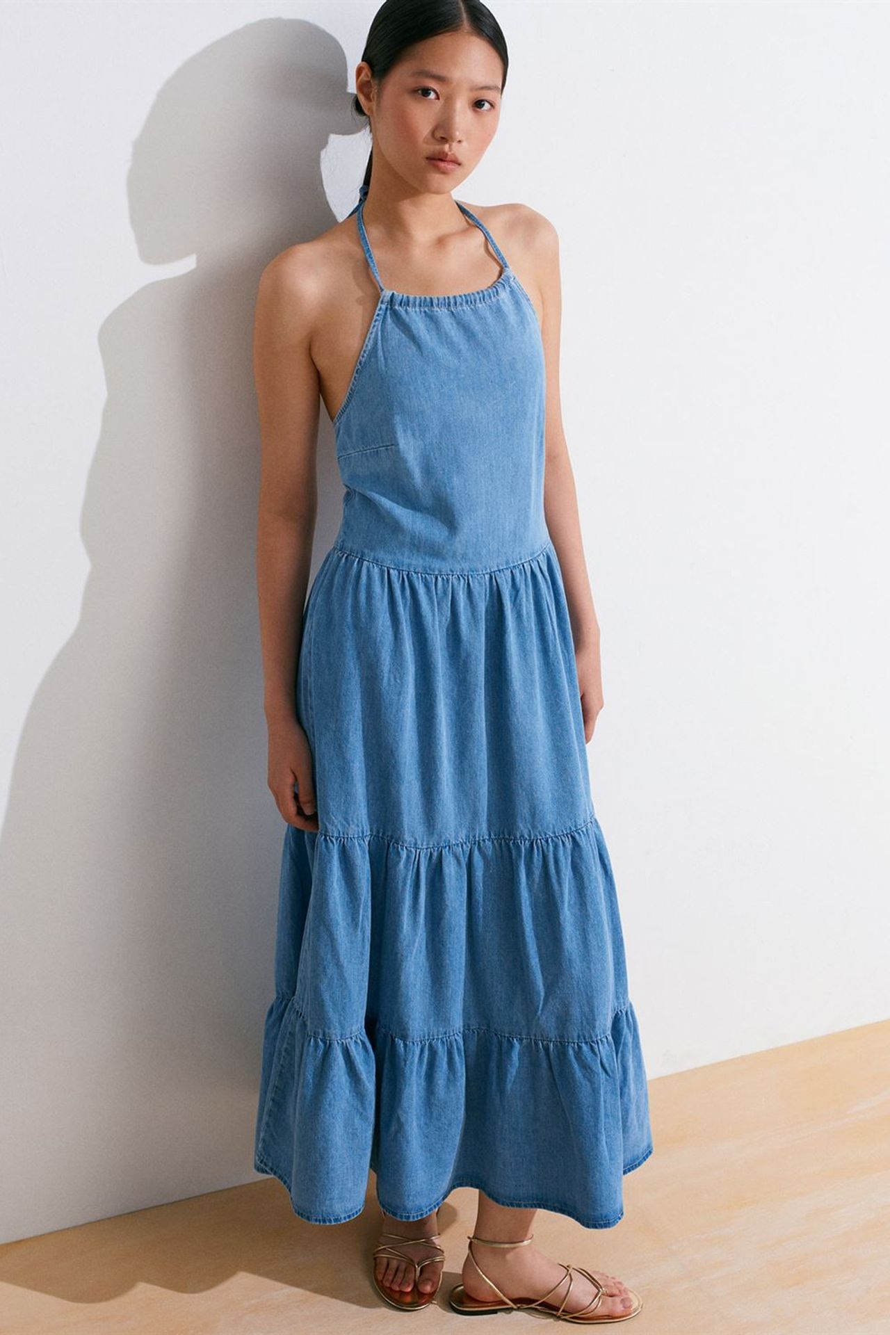 DILVIN Women's Cotton Denim Midi Dress 5