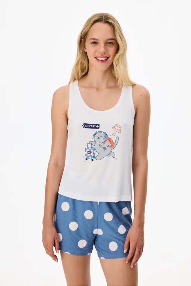 PENTI Snooze Cruise Cat Print Short Pajama Set