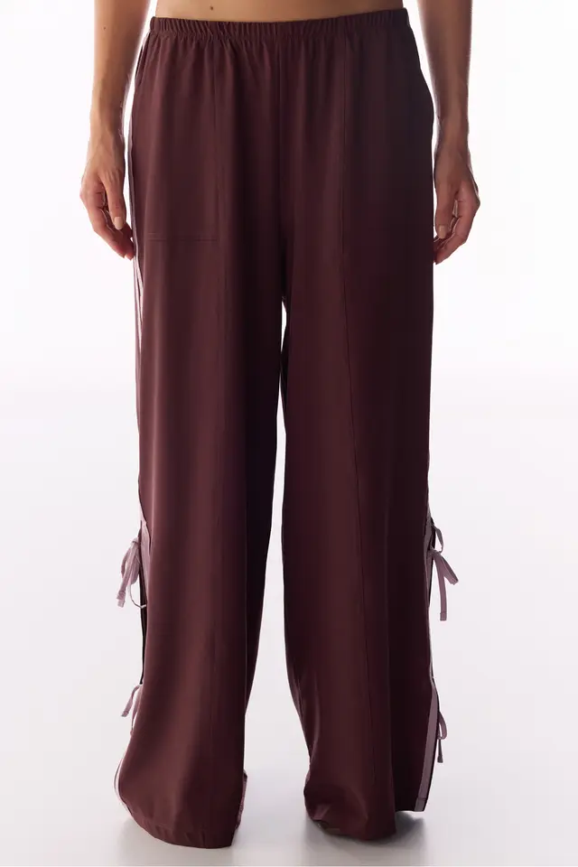 PENTI Ribbon Detail Wide-Leg Parachute Trousers