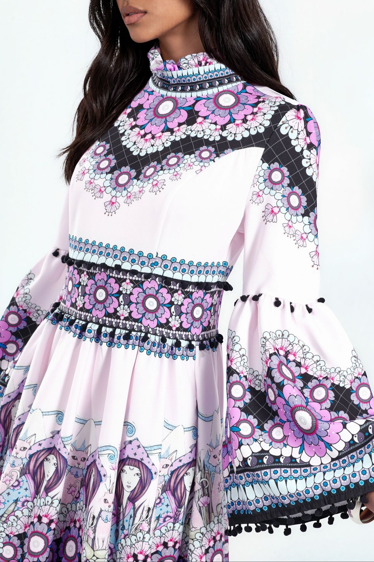 MSN Printed Strapless Mini Skater Dress 4