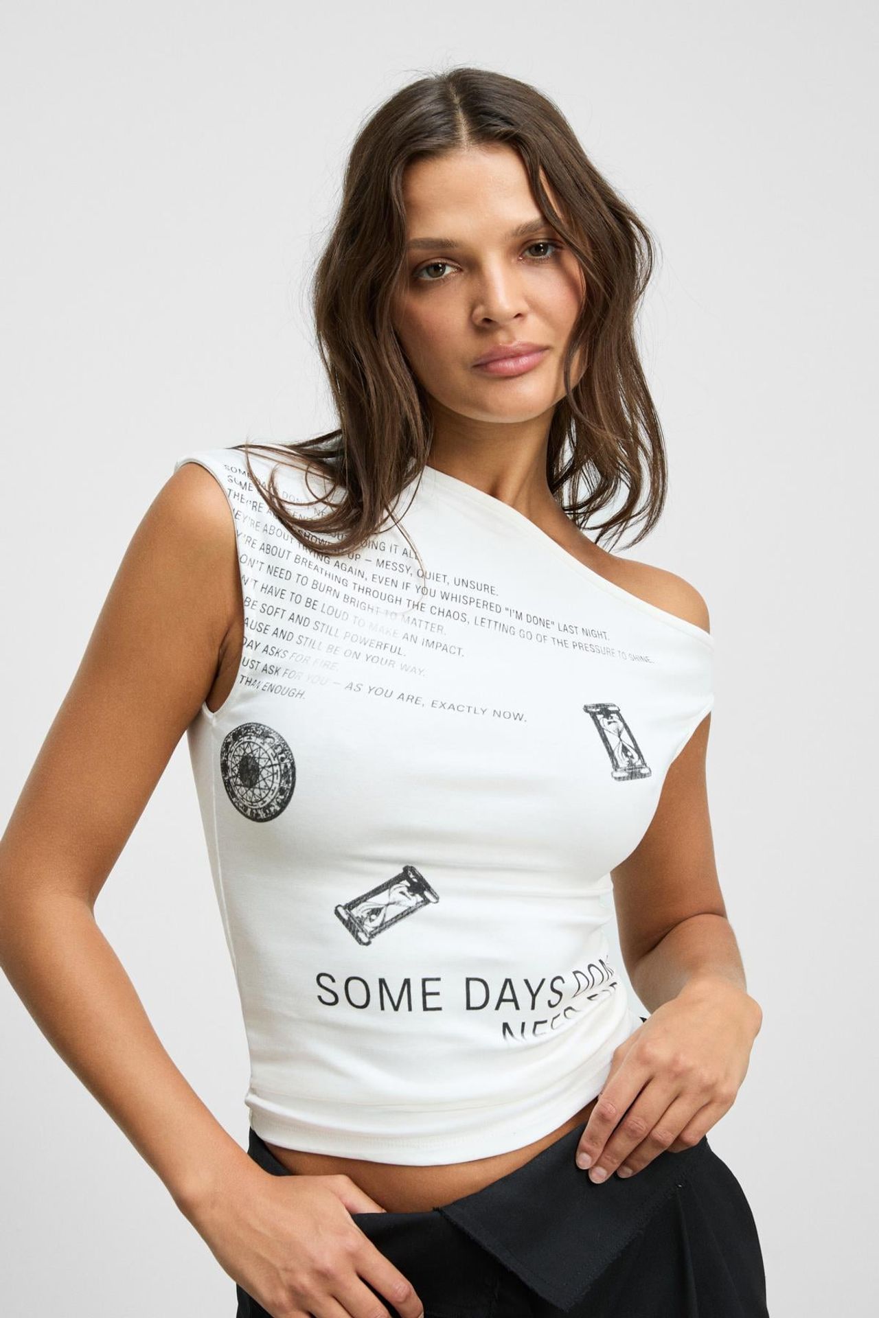 GRIMELANGE Asymmetrical One-Shoulder Crop Blouse 2