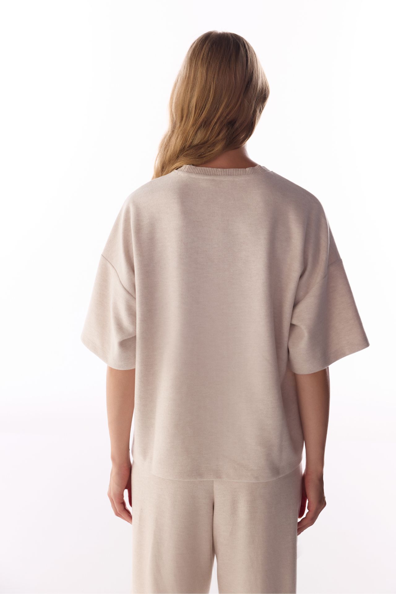 PENTI Melange Warm Short Sleeve Oversize Blouse 6