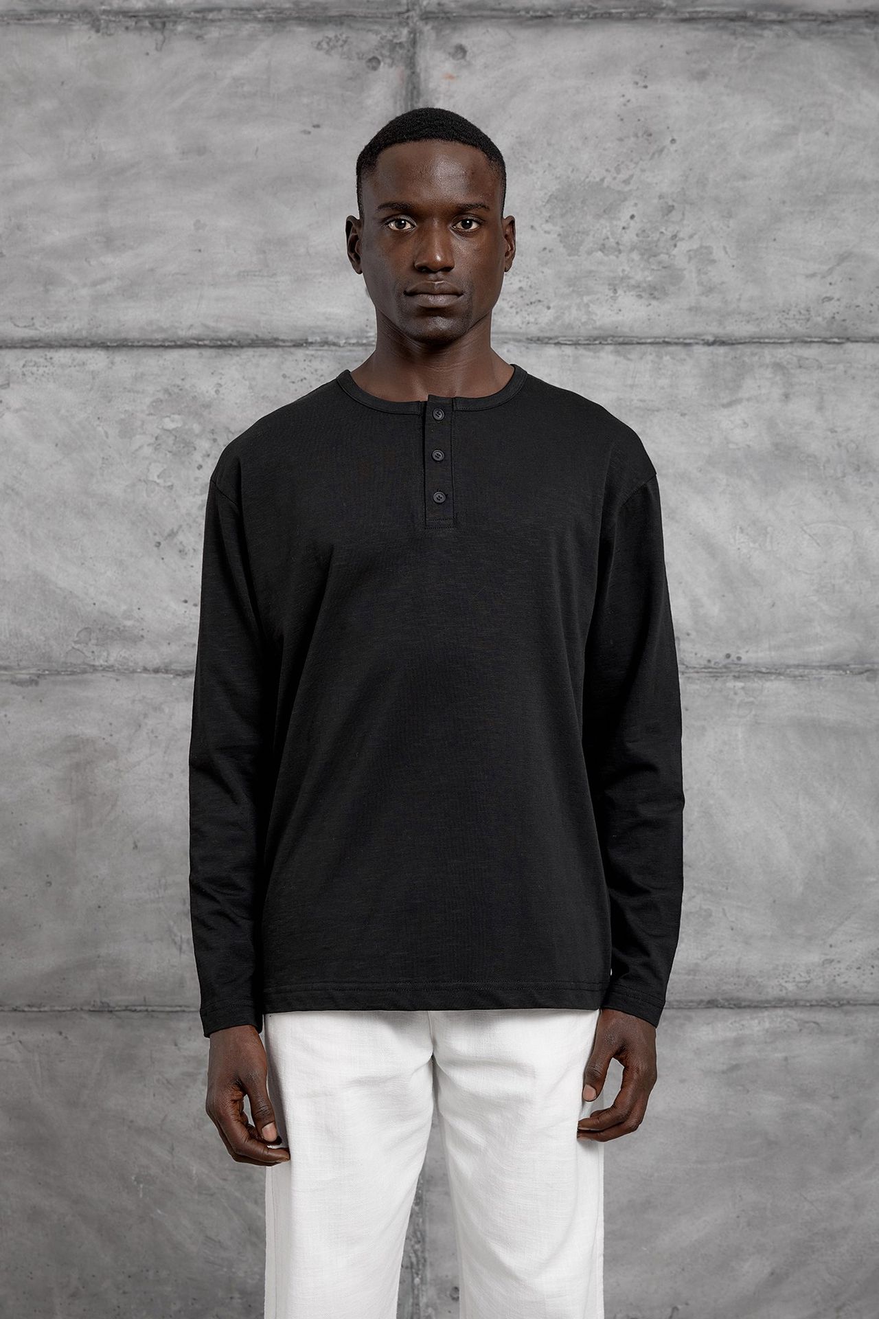 NOMARC Geniş Kesim Düğmeli Bisiklet Yaka Sweatshirt 1