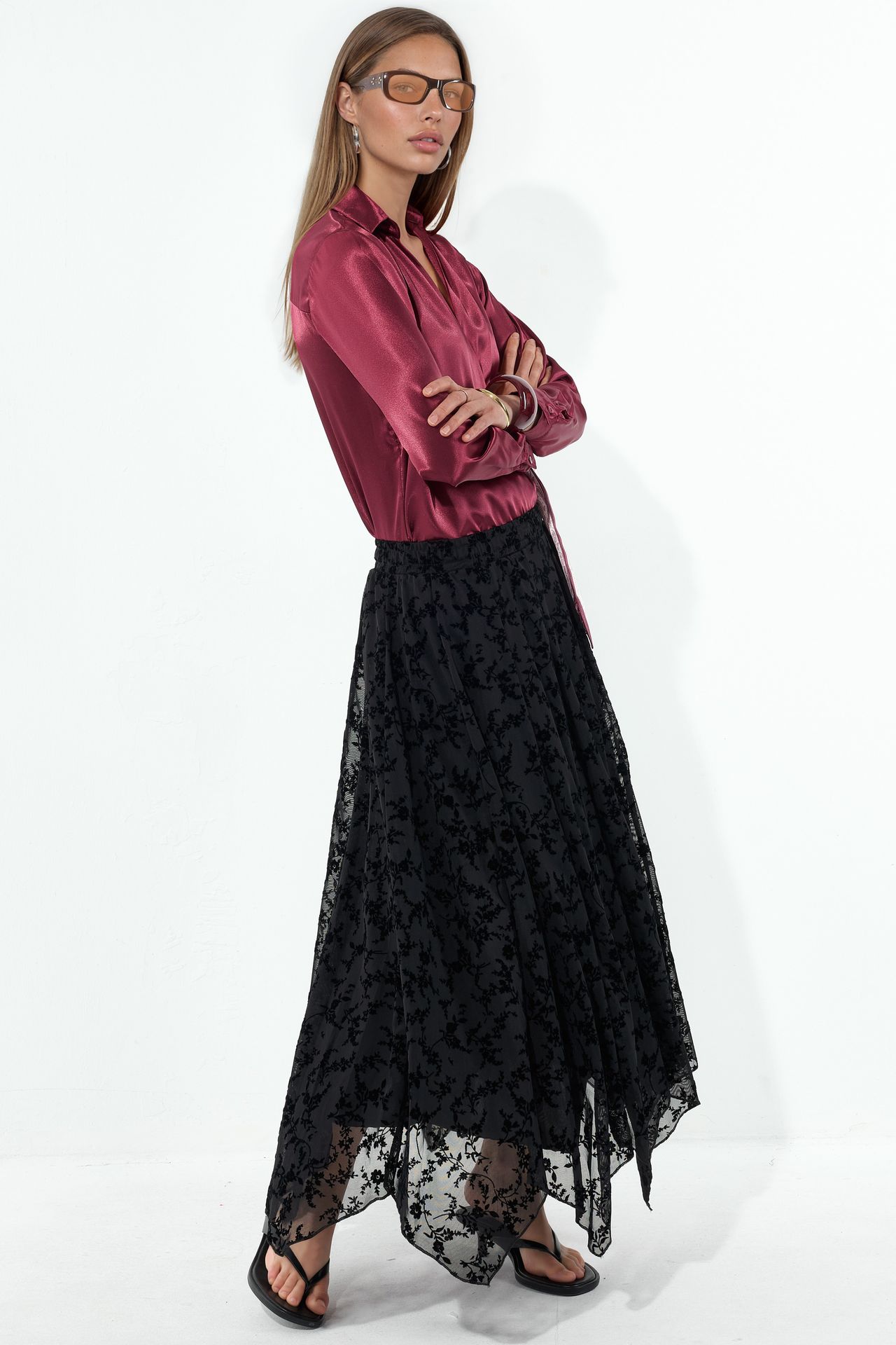 BDART High Waist Floral A-Line Maxi Skirt 2