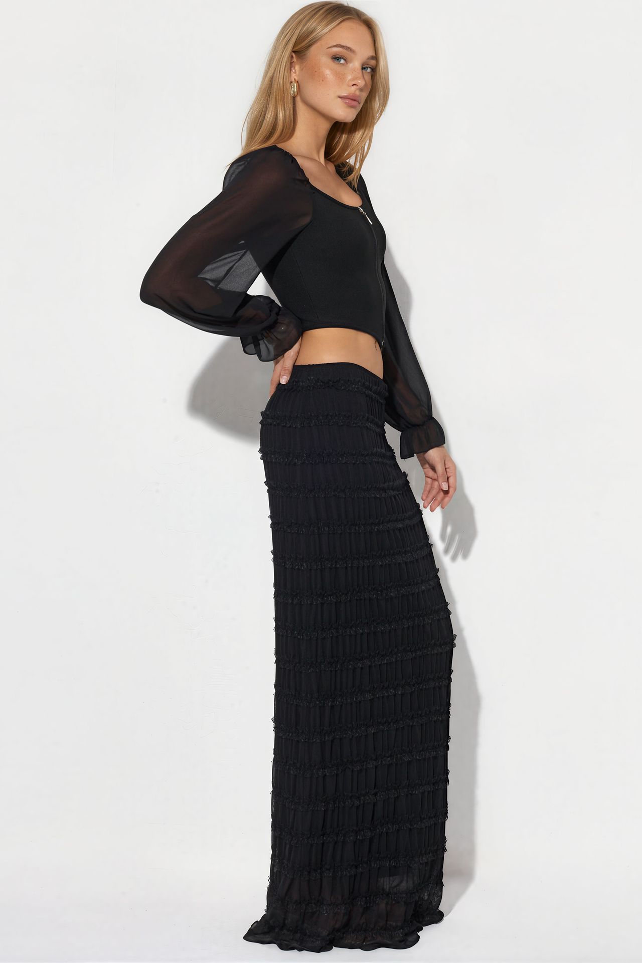 BDART Ribbed Zipper Crop Blouse with Square Collar 2
