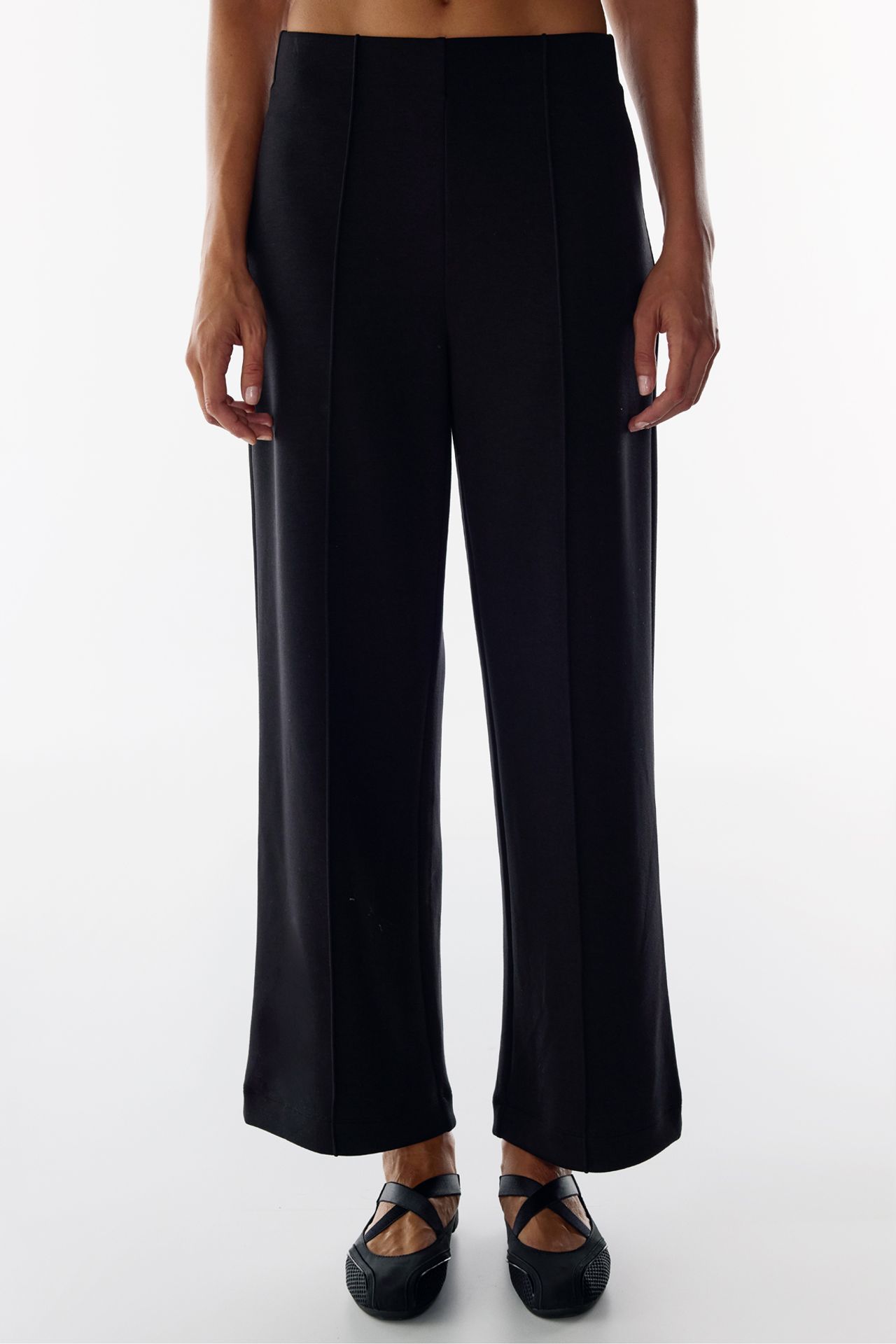 PENTI Ribbed High Waist Wide Leg Trousers 1