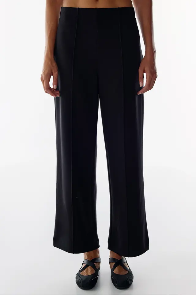 PENTI Ribbed High Waist Wide Leg Trousers