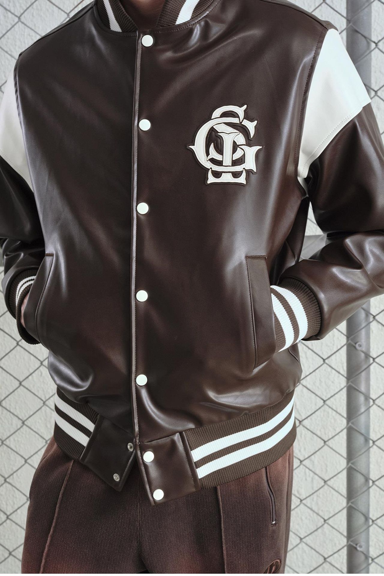 GIESTO Faux Leather Embroidered Zip-Up Jacket 5